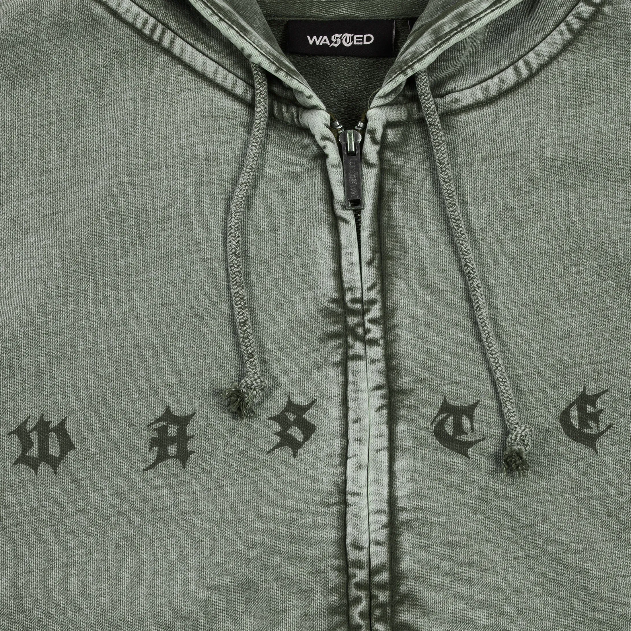Wasted Paris Splinter Faded Zip Hoodie Faded Olive Khaki