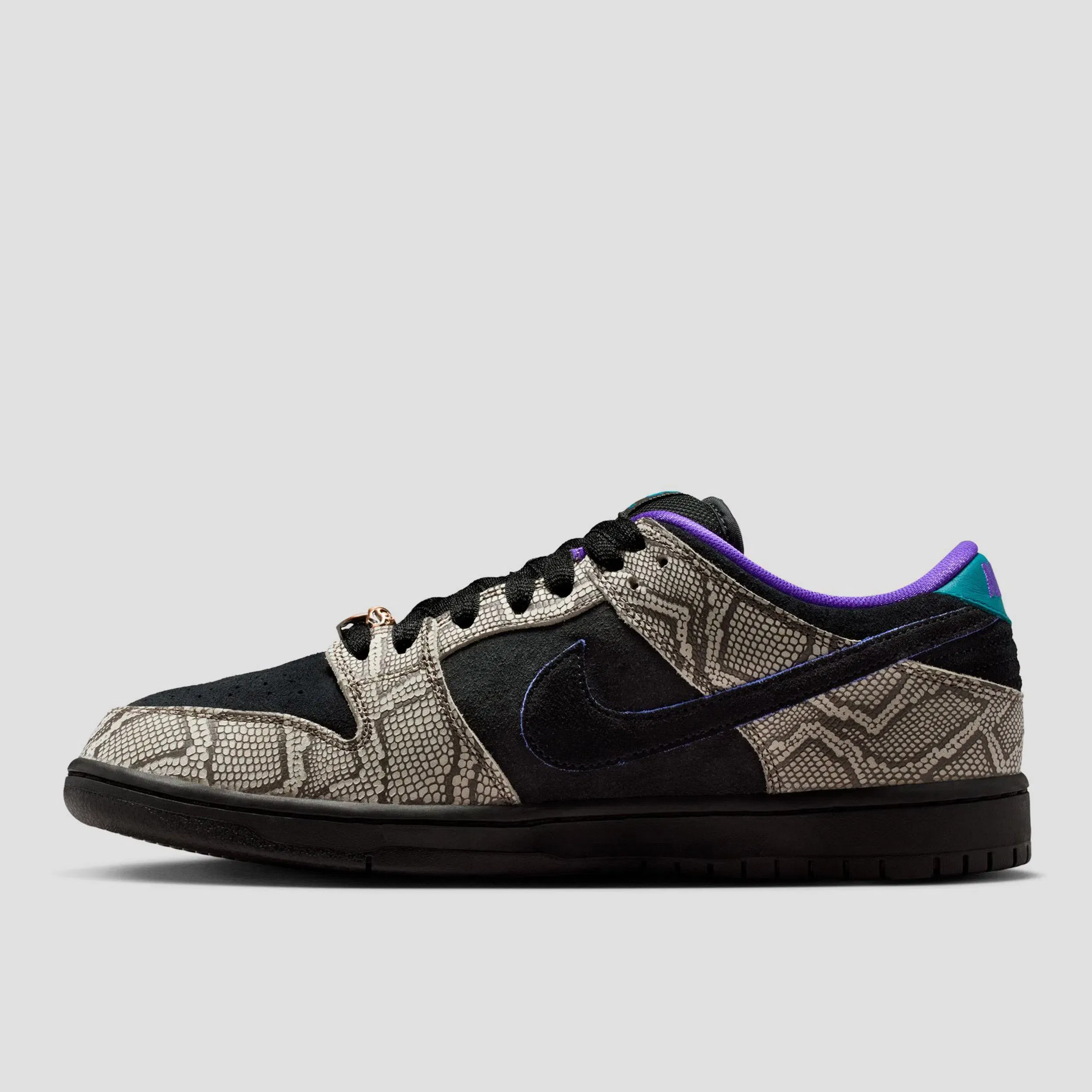 Nike SB Dunk Low Pro Skate Shoes String / Black / Bright Spruce / Fierce Purple