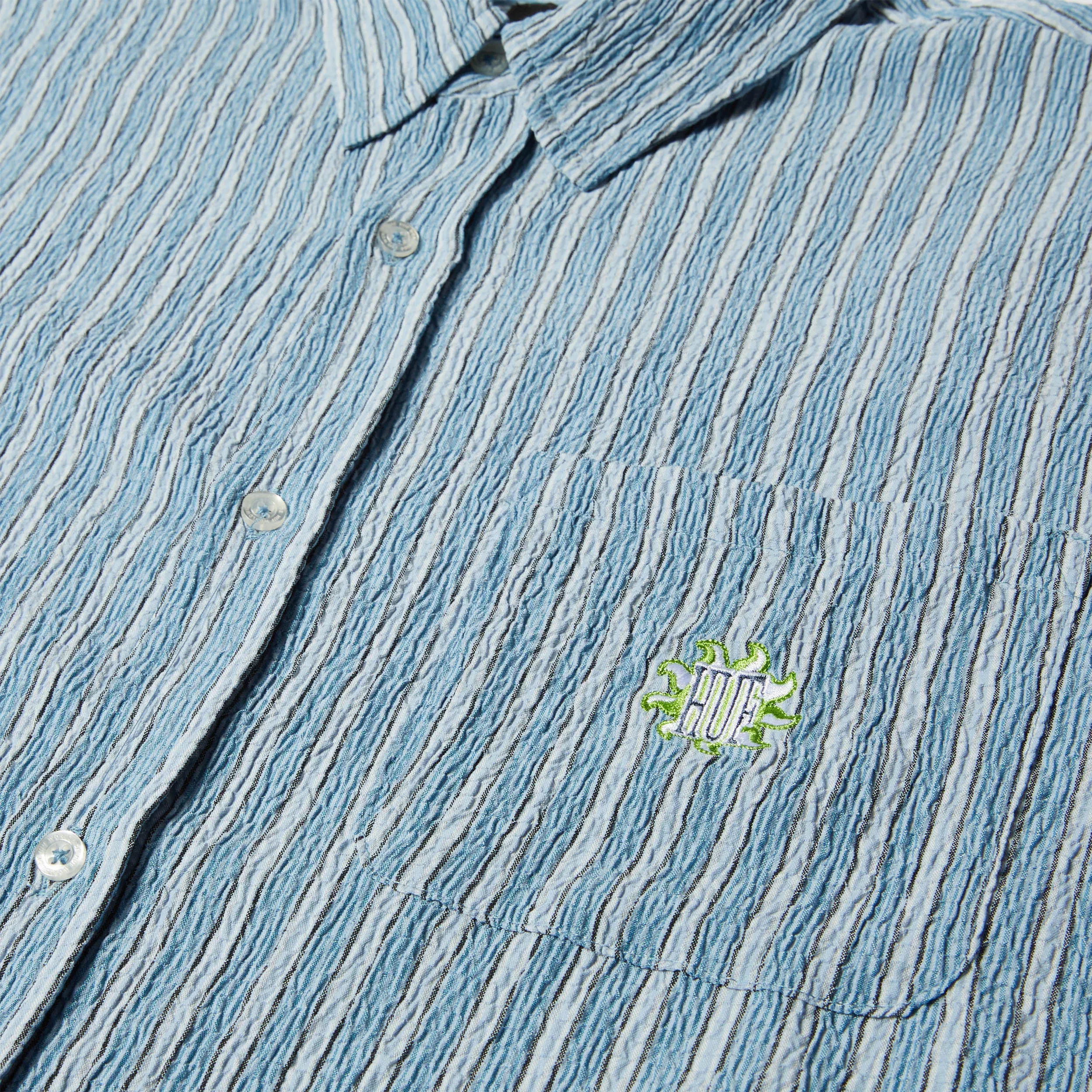 Huf Apollo Shortsleeve Striped Shirt Pool Blue