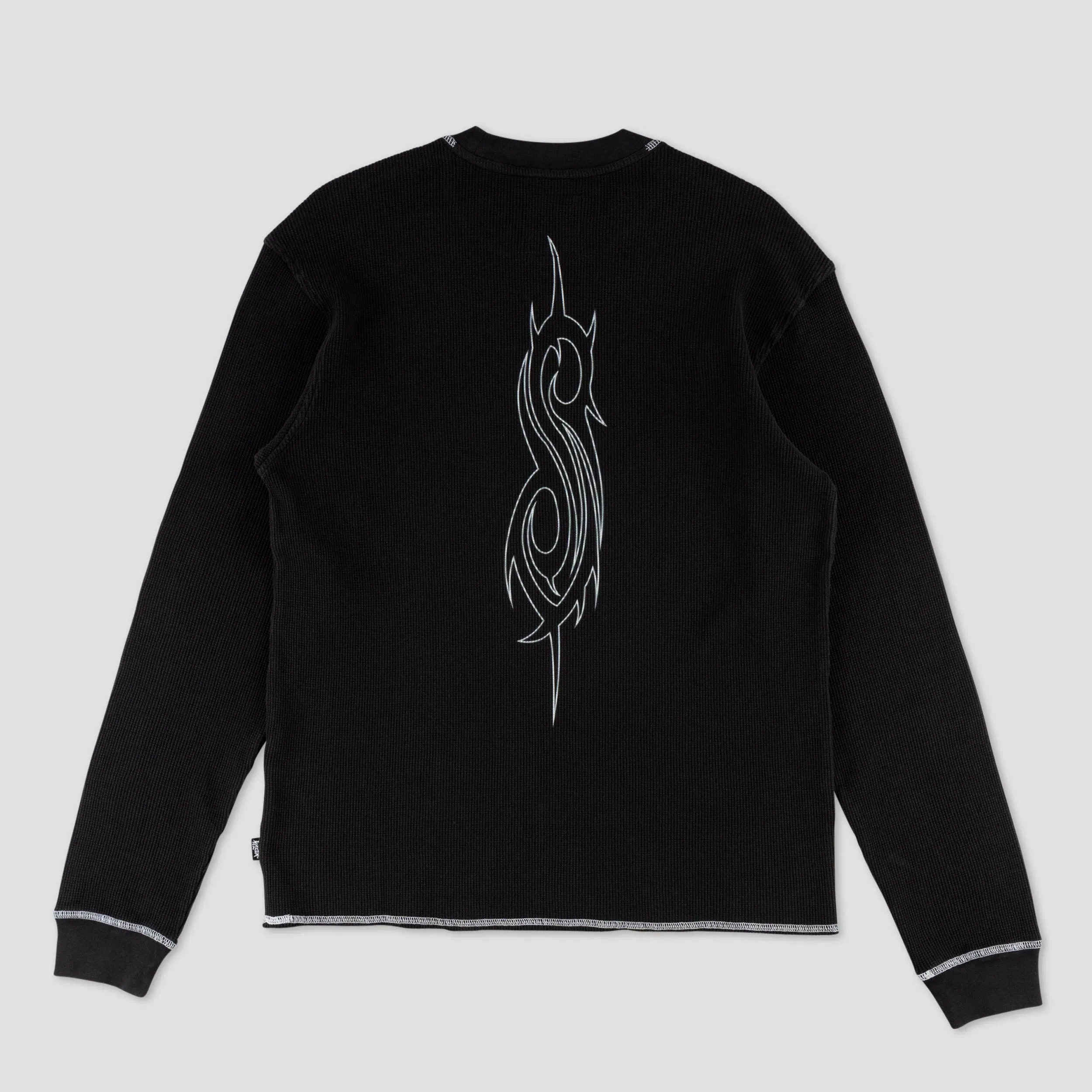 Welcome X Slipknot Mask Contrast Stitch Thermal Longsleeve T-Shirt Black / White