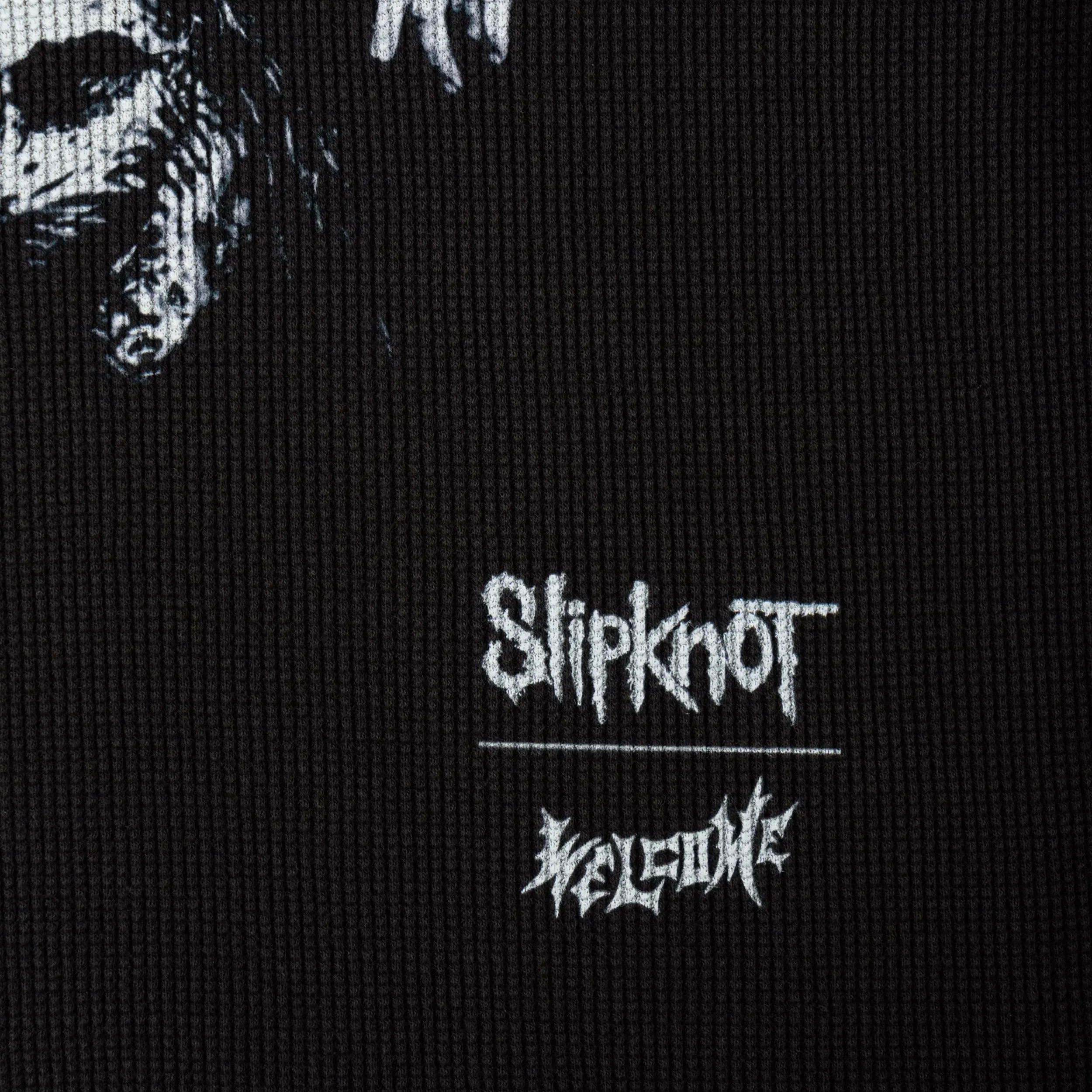 Welcome X Slipknot Mask Contrast Stitch Thermal Longsleeve T-Shirt Black / White