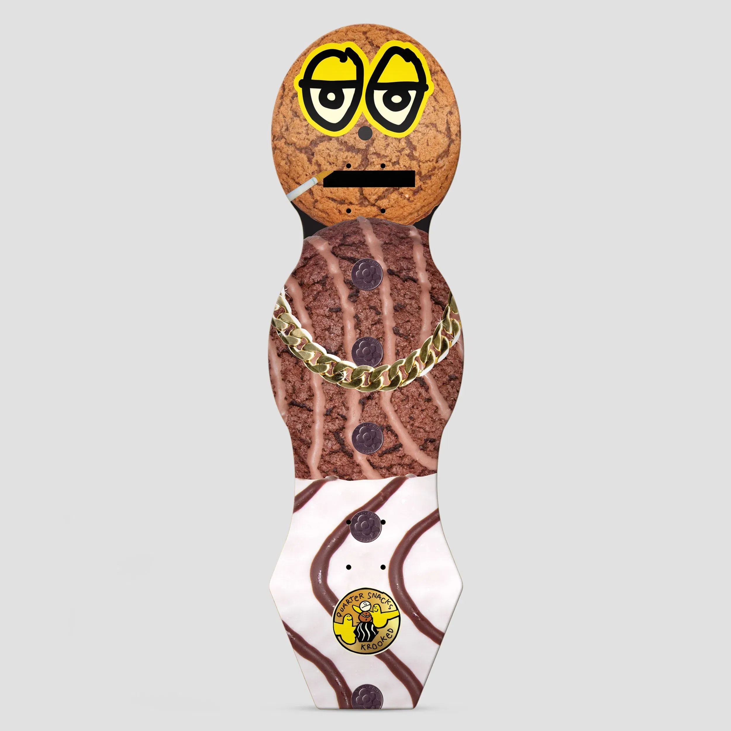 Krooked x Quartersnacks 9.0 Snackman Cruiser Skateboard Deck Multi