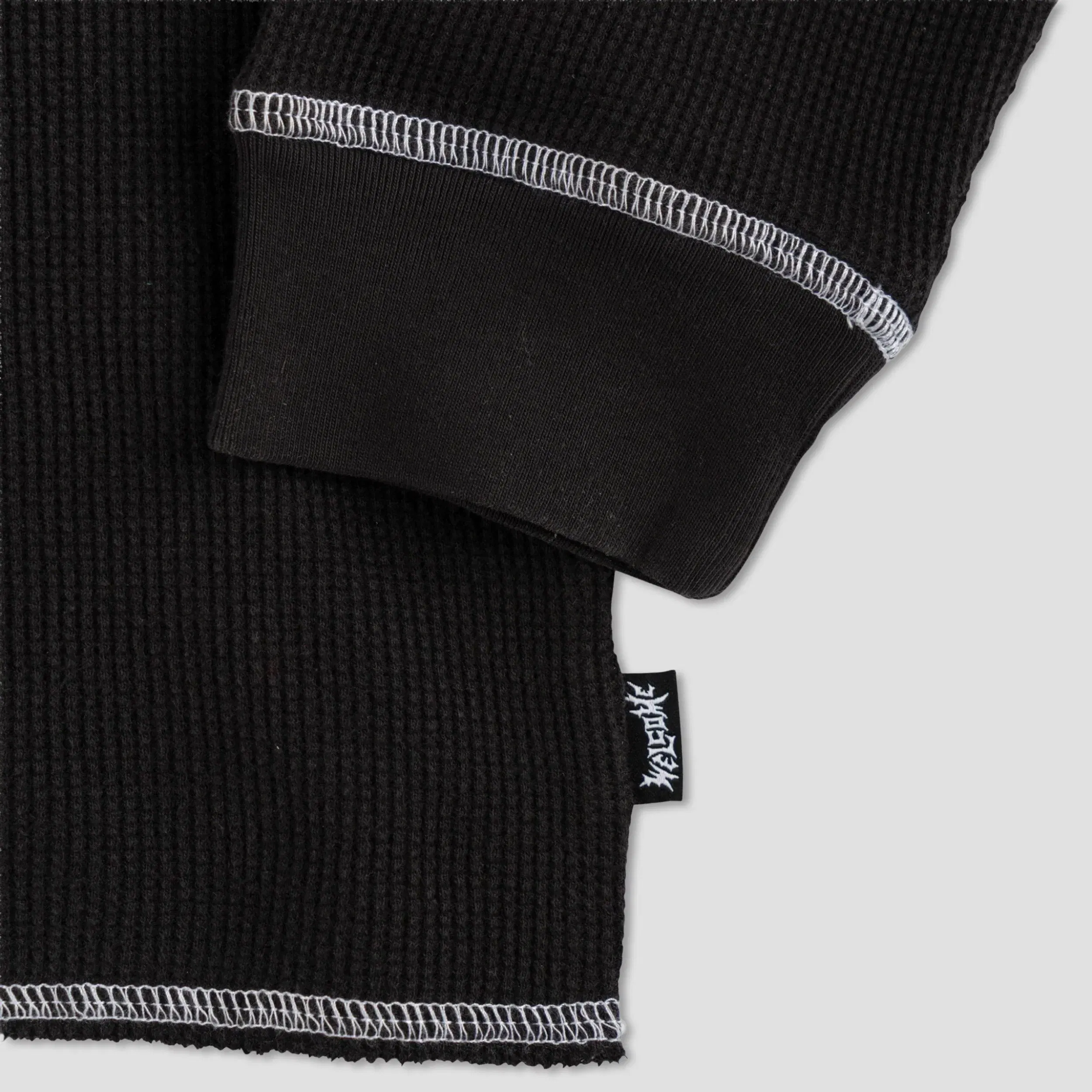 Welcome Scan Contrast Stitch Thermal Longsleeve T-Shirt Black