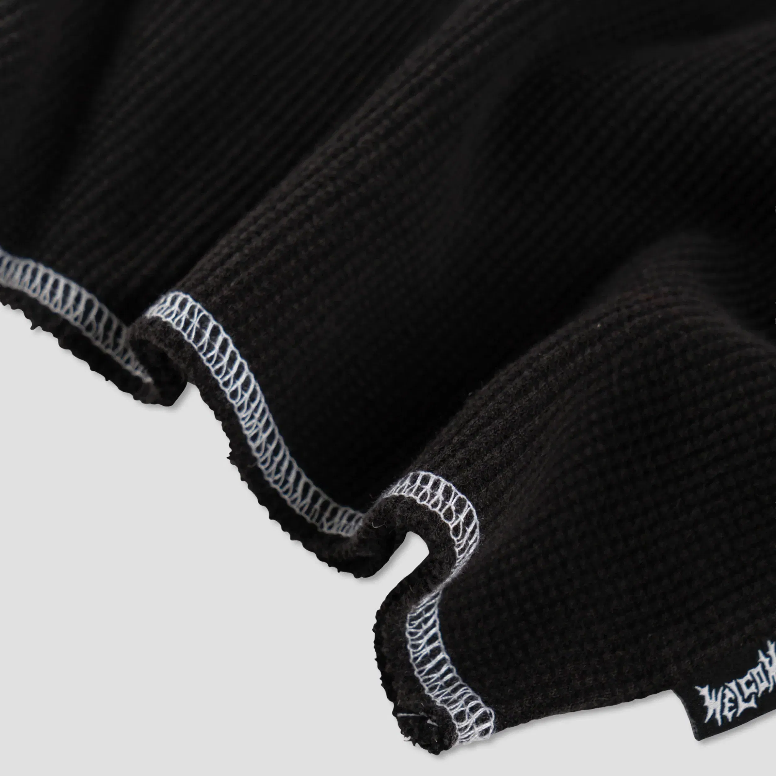 Welcome Scan Contrast Stitch Thermal Longsleeve T-Shirt Black