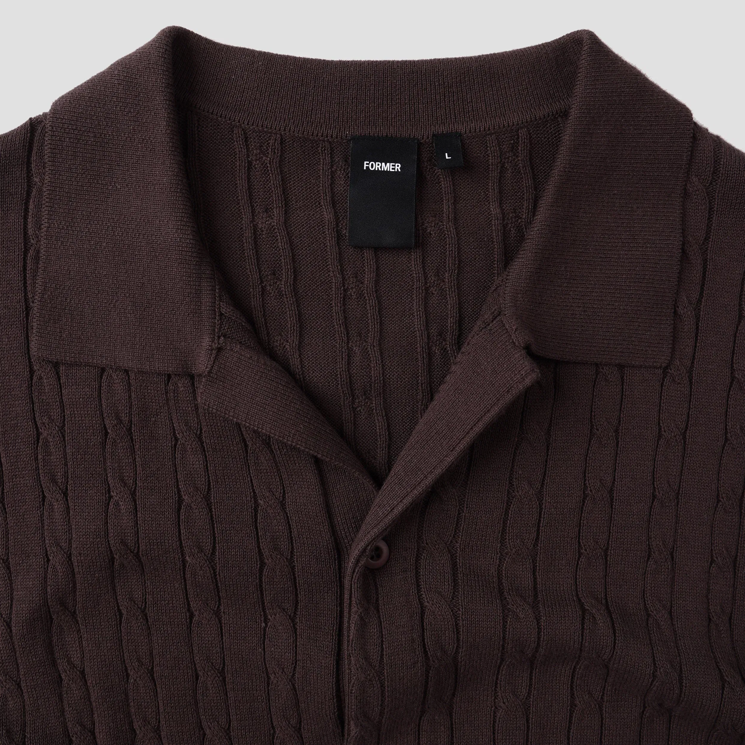 Former Marilyn Cable Shortsleeve Knit Shirt Choc