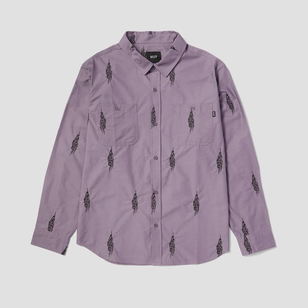 HUF Larkin Embroidered Work Shirt Dust Purple