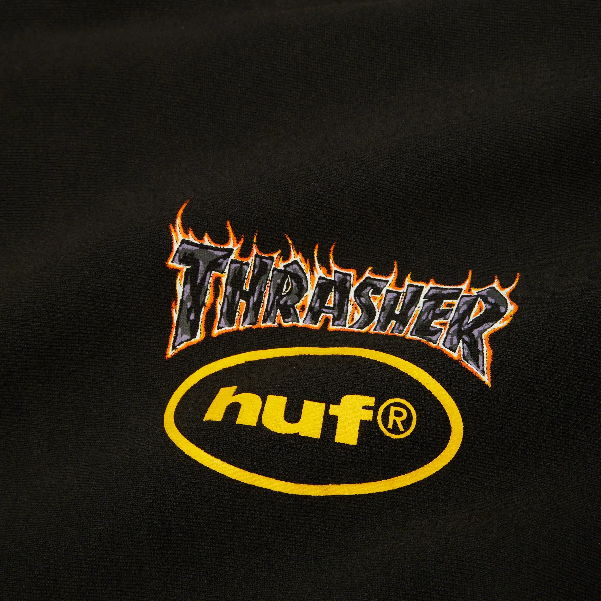 HUF x Thrasher Meltdown Heavyweight Hoodie Washed Black