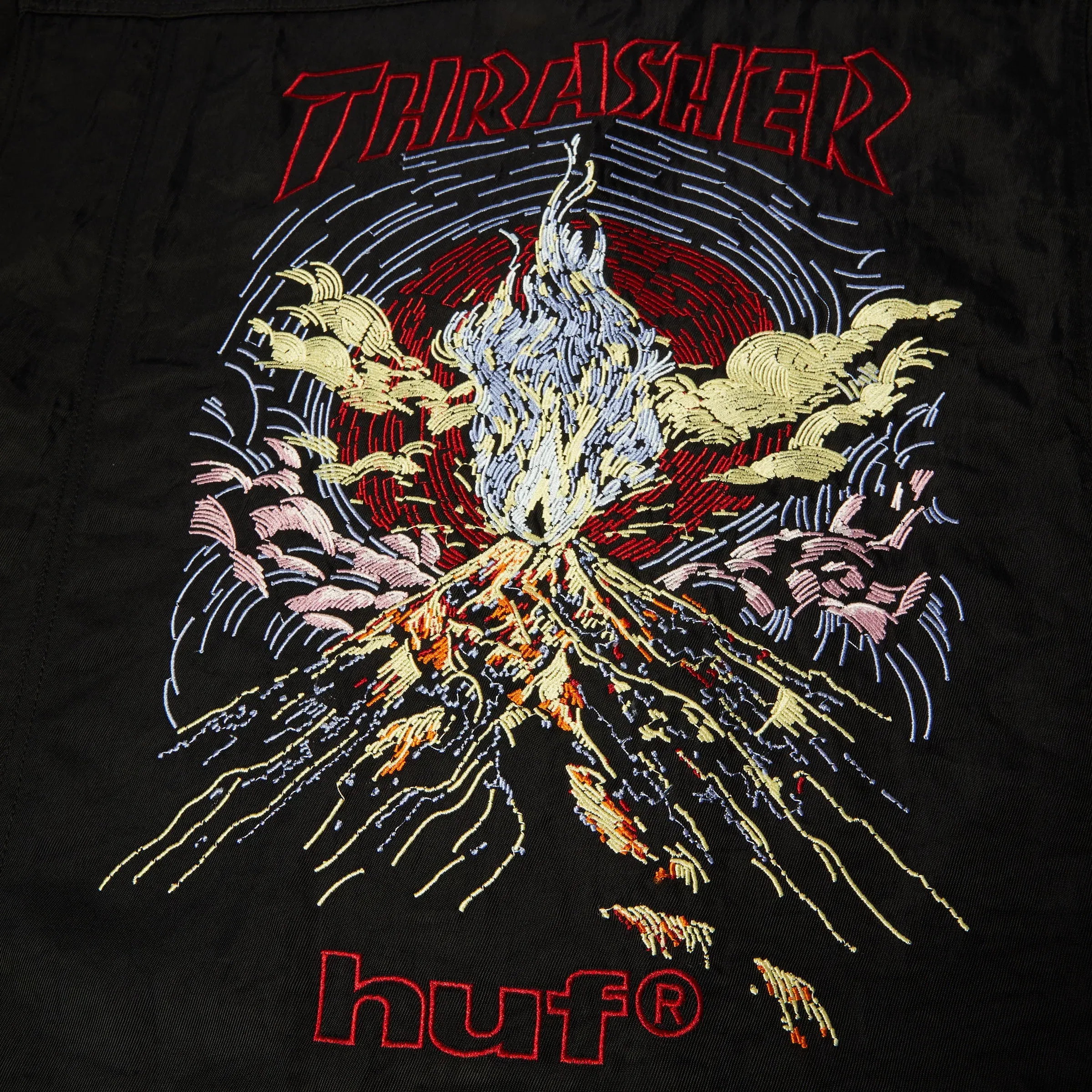 HUF x Thrasher Trucker Jacket Black