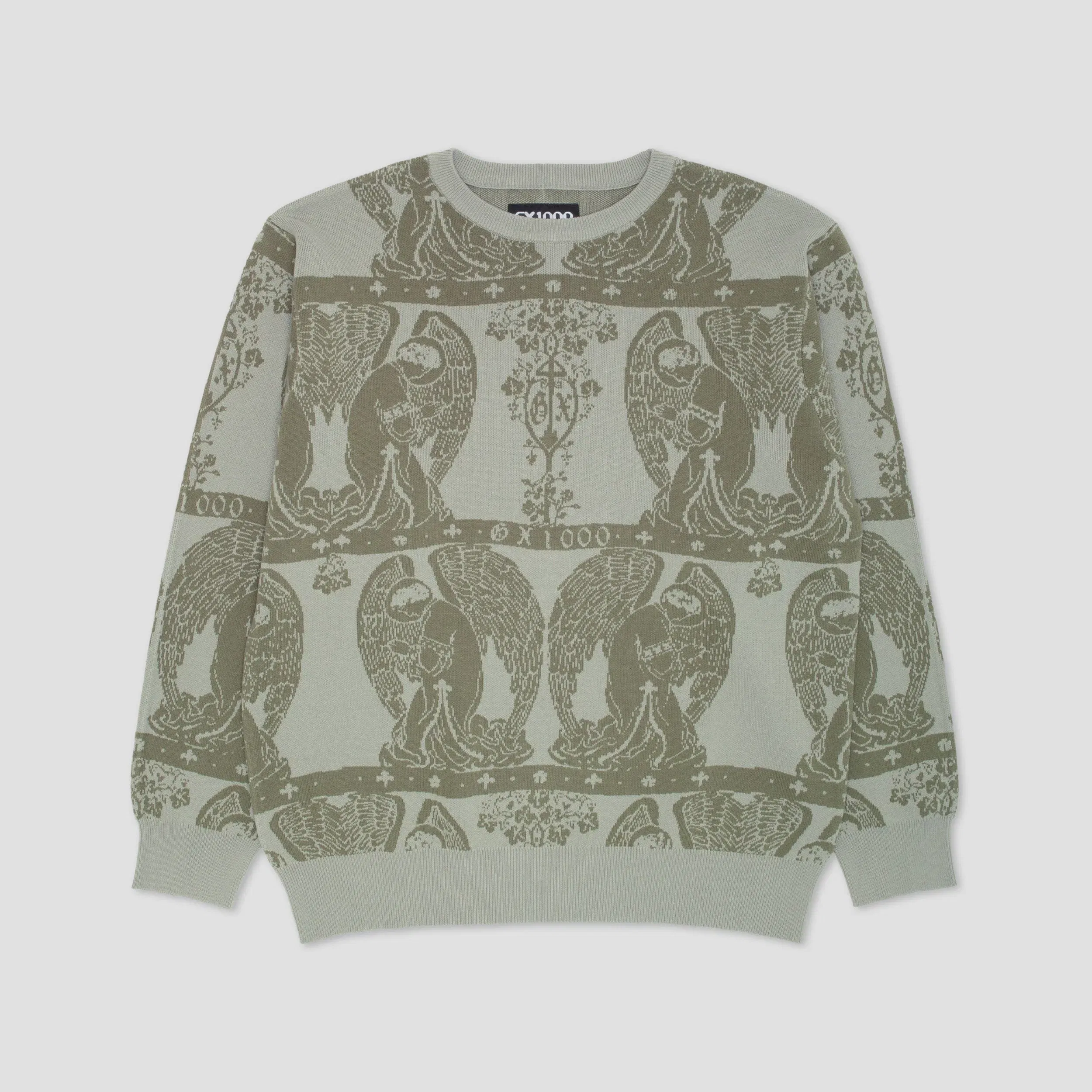 GX1000 Jacquard Knit Angel Sweater Grey / Green
