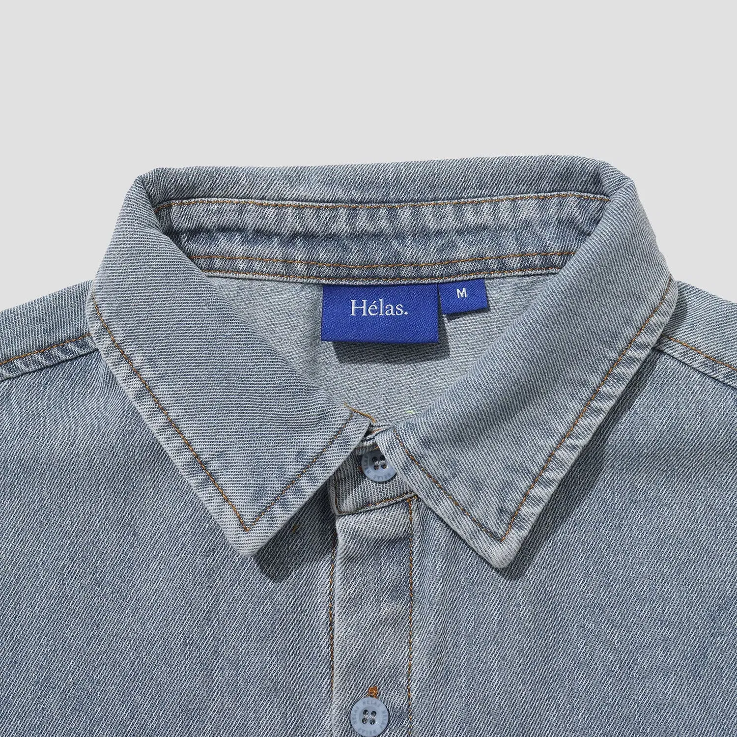 Helas Bad Washed Denim Shirt Light Blue