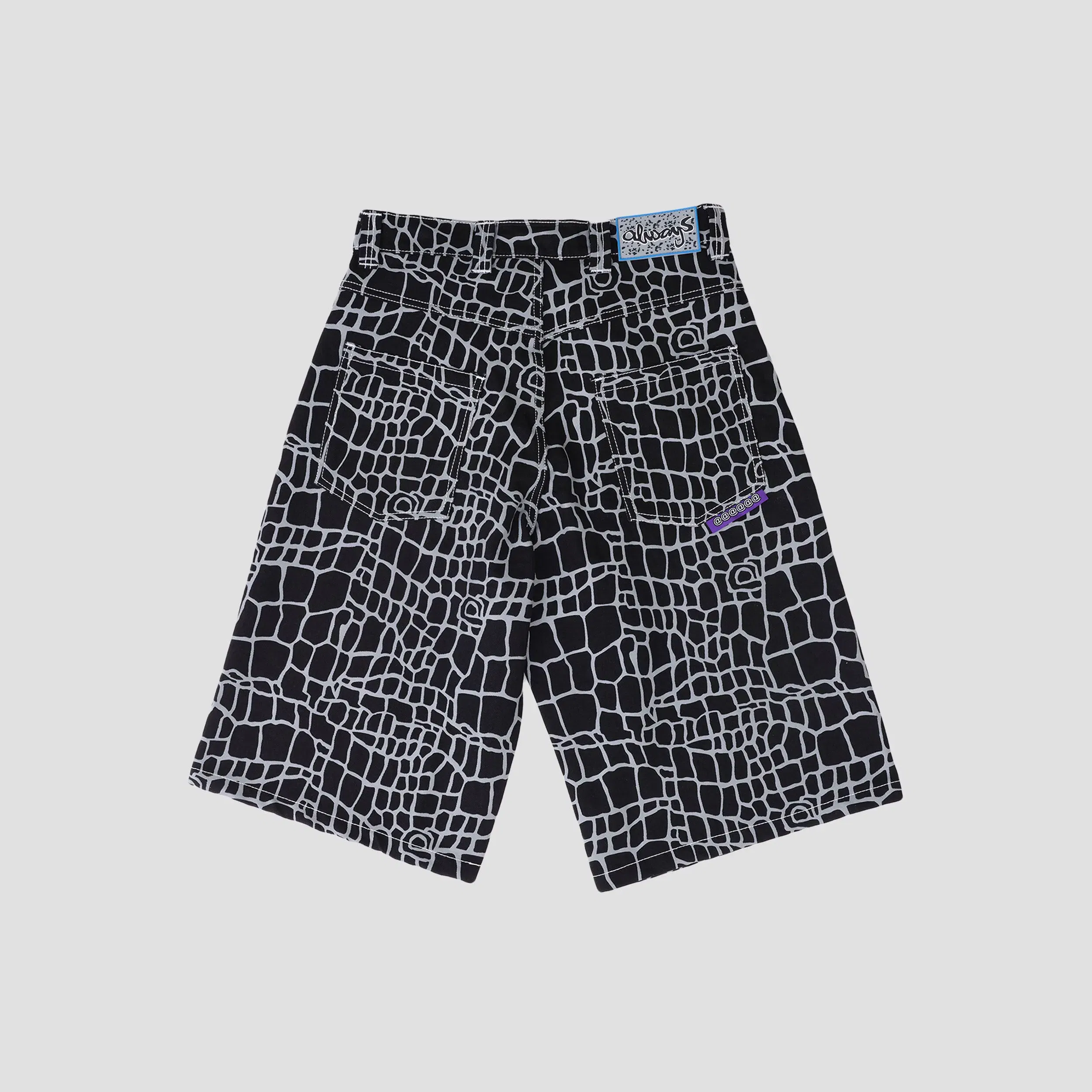Always Croc Print Denim Shorts Black