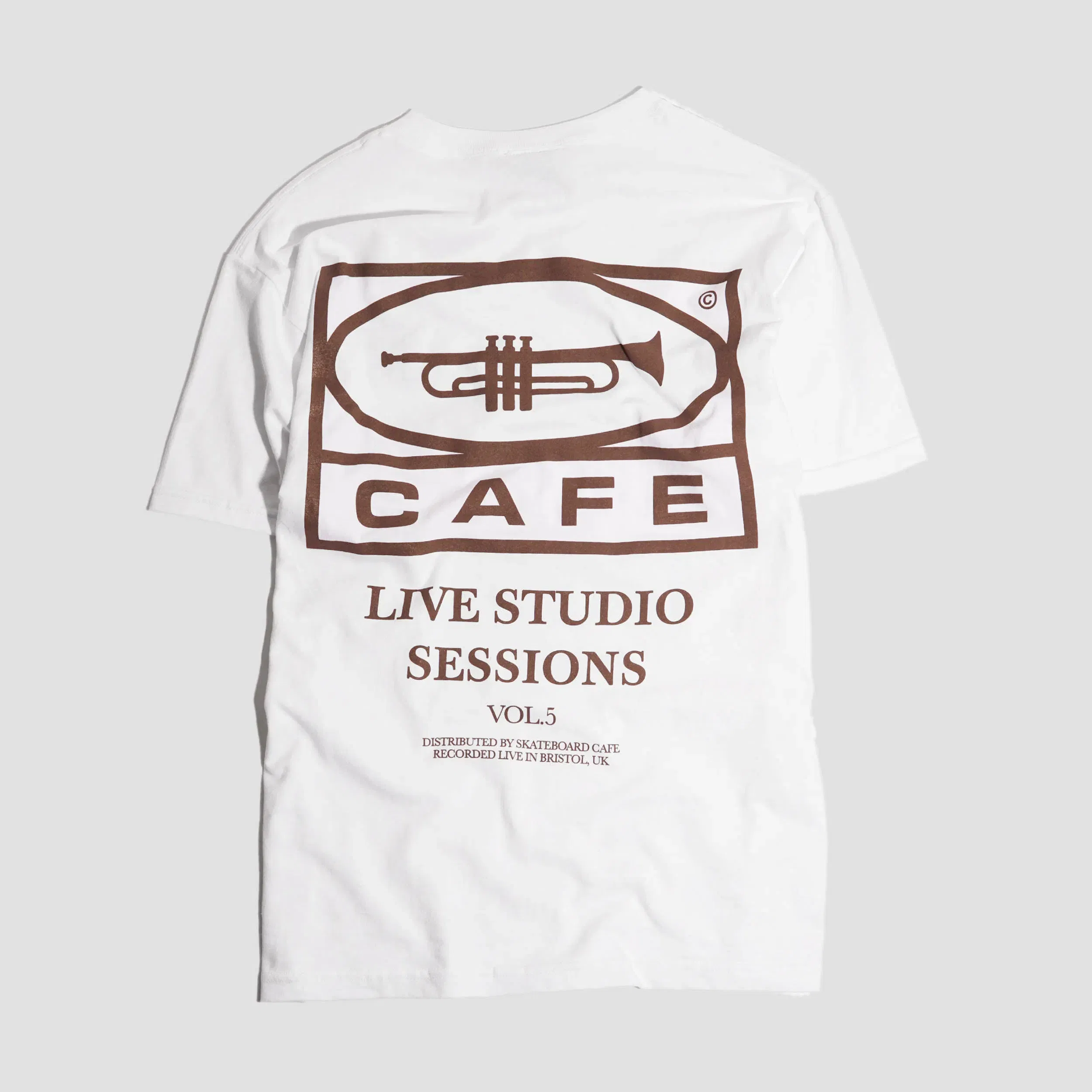 Skateboard Cafe 45 T-Shirt White / Coffee
