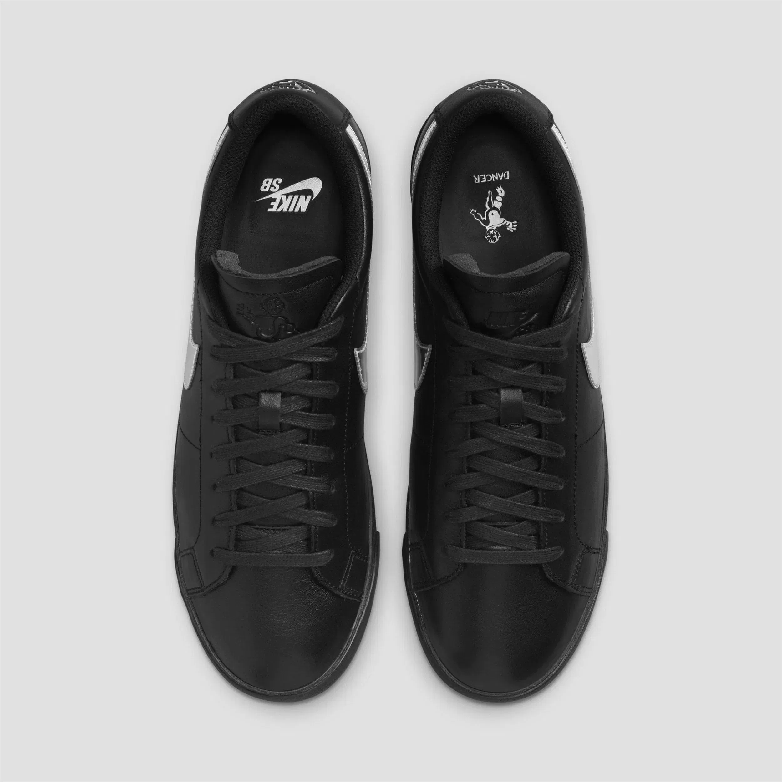 Nike SB x Dancer Zoom Blazer Low Skate Shoes Black / Metallic Silver / Black