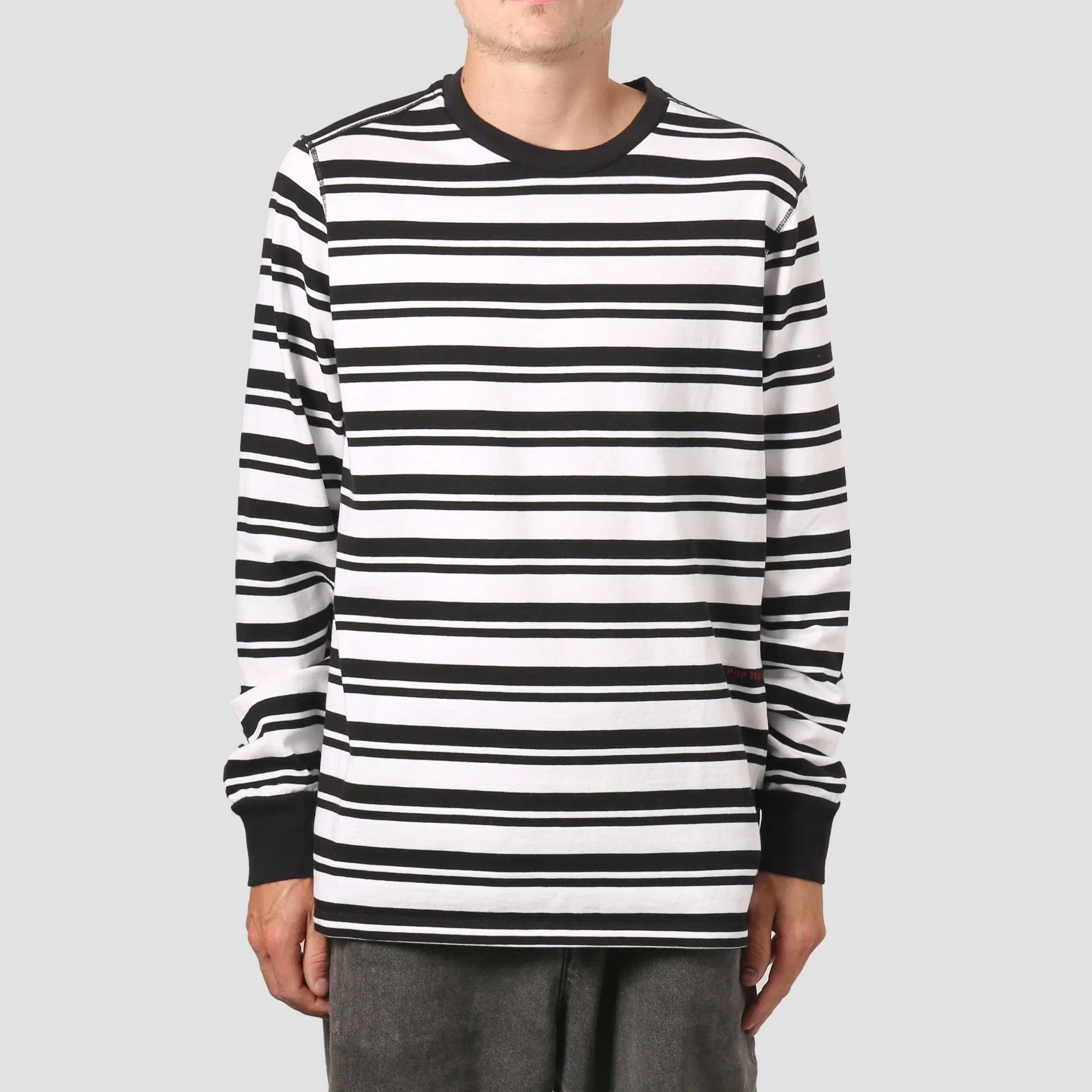 Pop Trading Company Pop Trading Striped Longsleeve T-Shirt Black / White