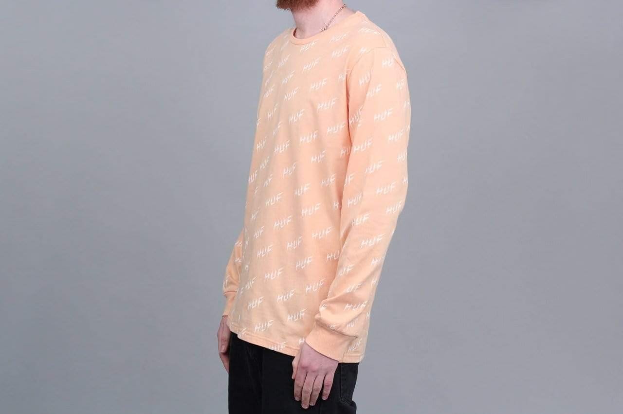 HUF Bolt All Over Longsleeve T-Shirt Peach