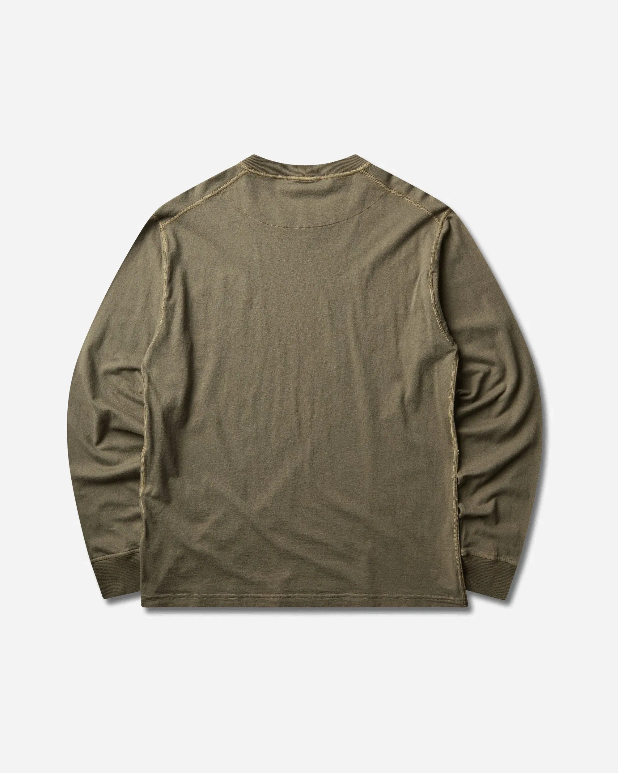 Stone Island Men's Organic Cotton Jersey 'FISSATO' Effect Longsleeve T-Shirt Military Green