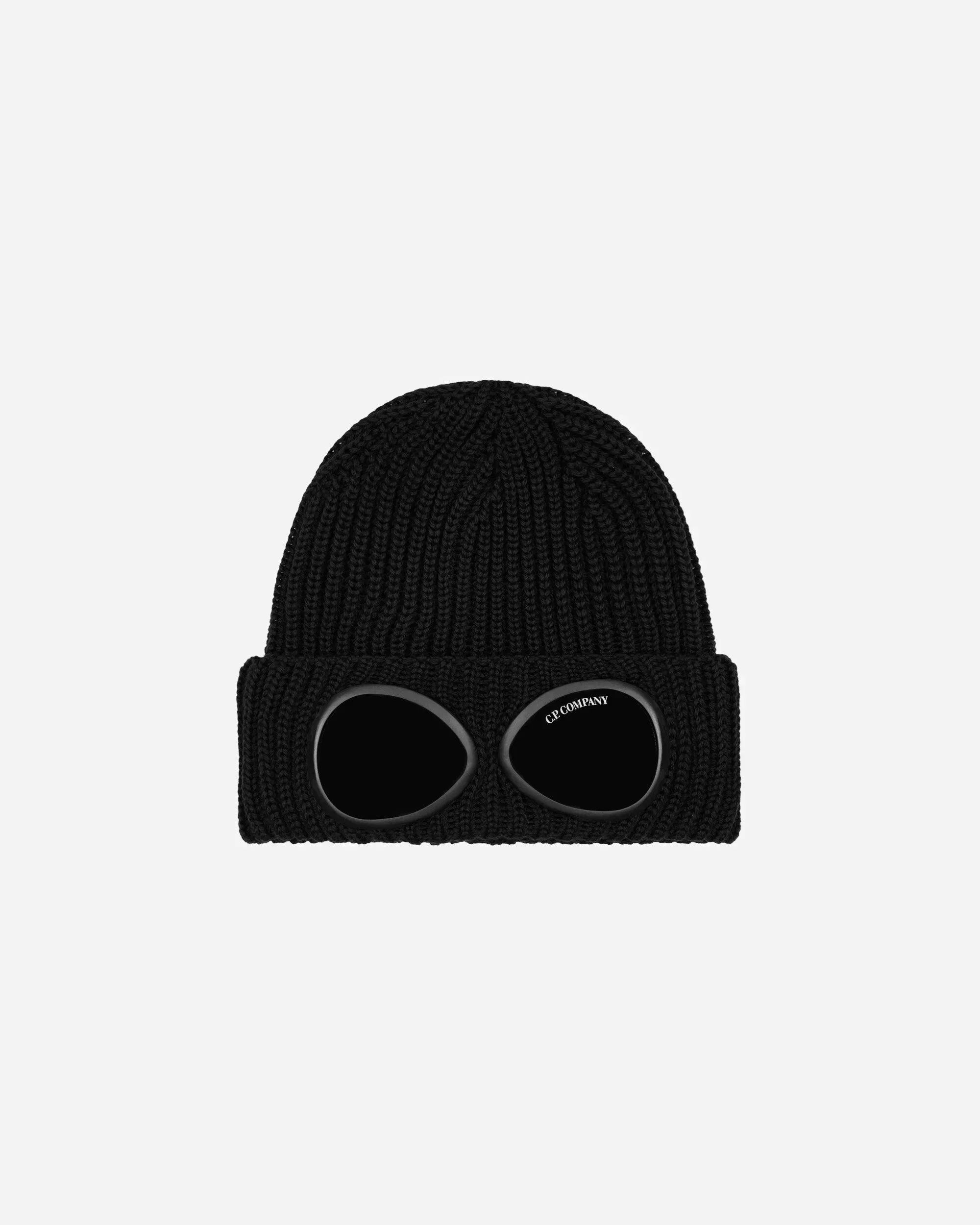C.P. Company Extra Fine Merino Wool Goggle Beanie Black