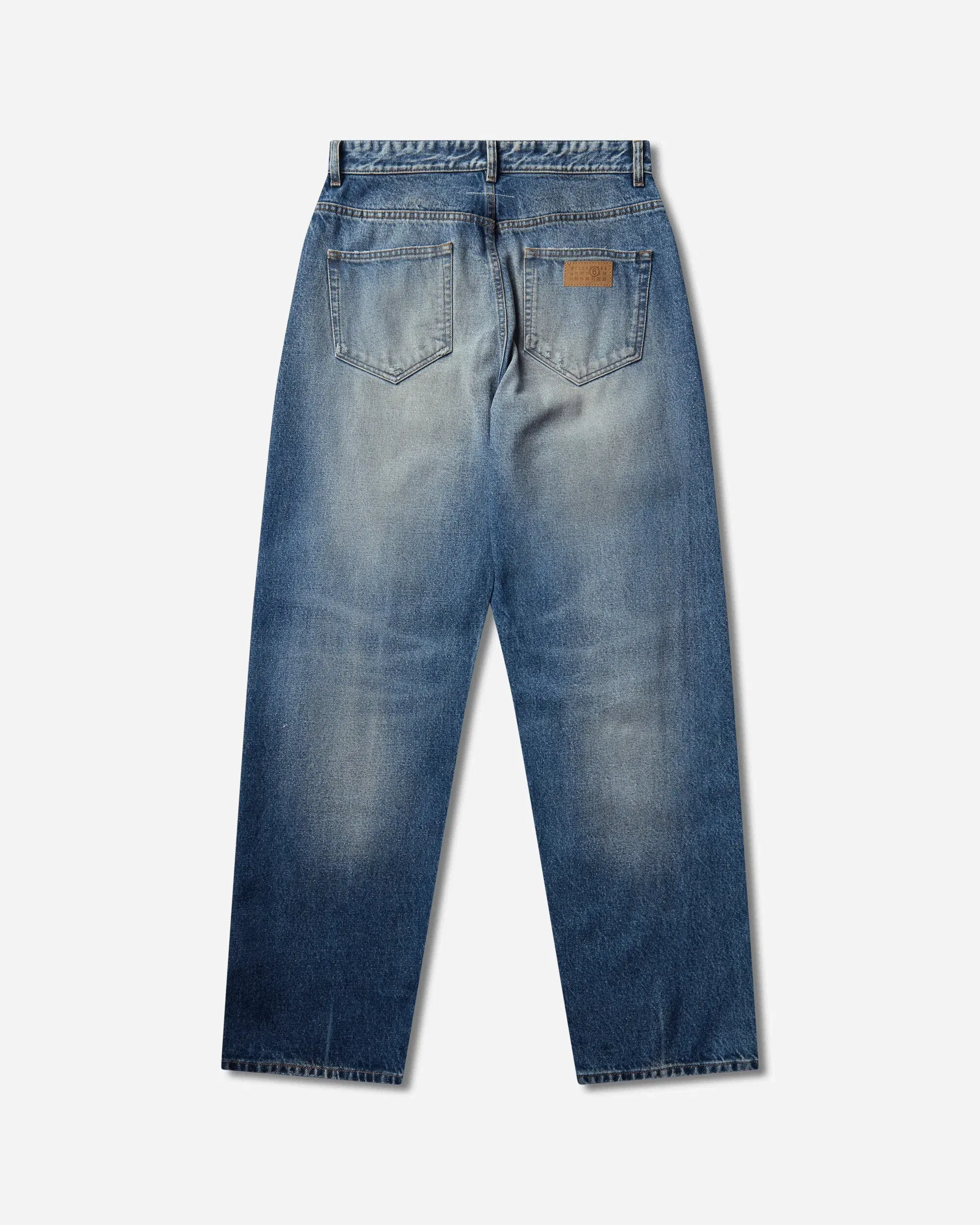 MM6 Maison Margiela Men's Distressed Straight Leg Jeans Medium Blue