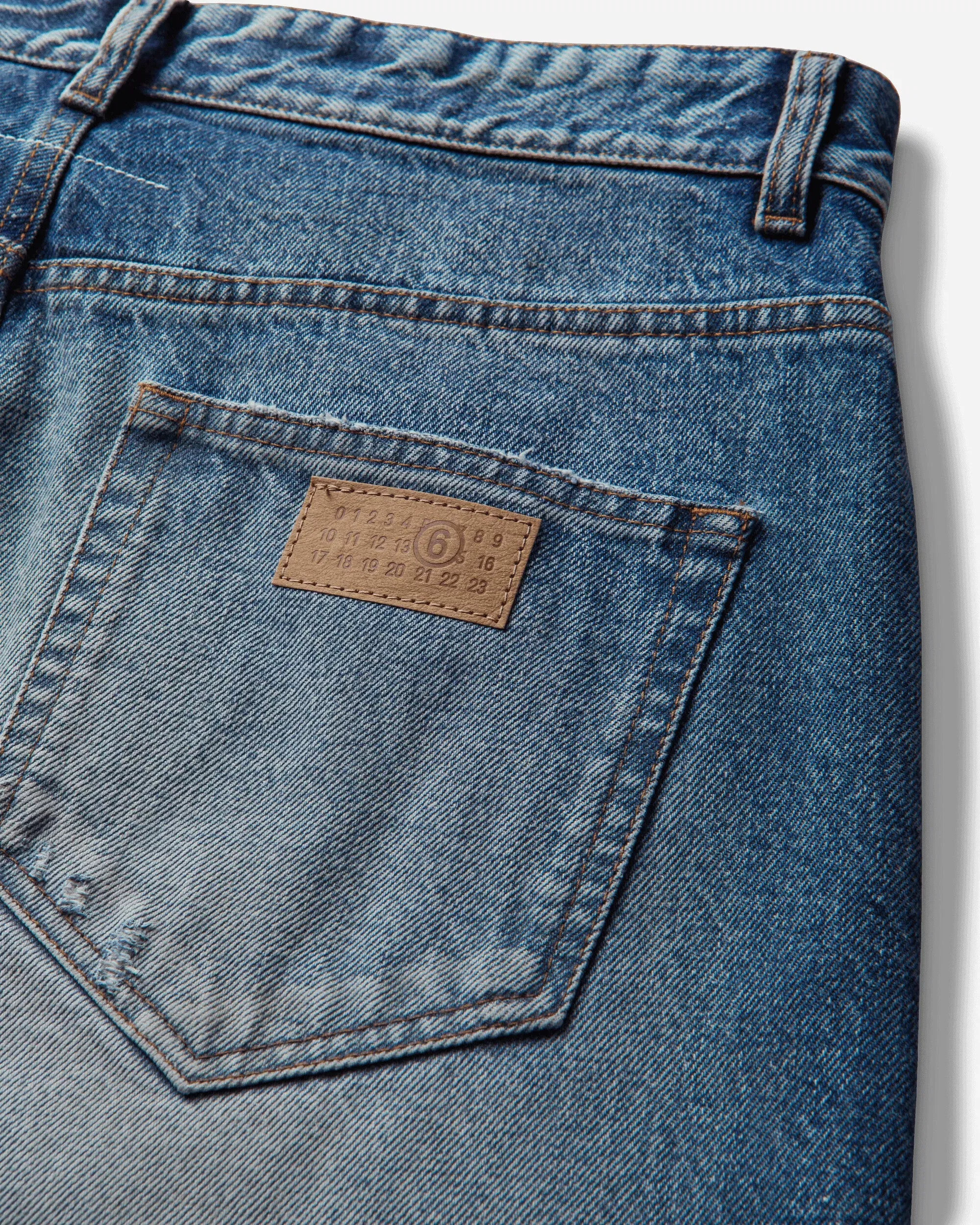 MM6 Maison Margiela Men's Distressed Straight Leg Jeans Medium Blue