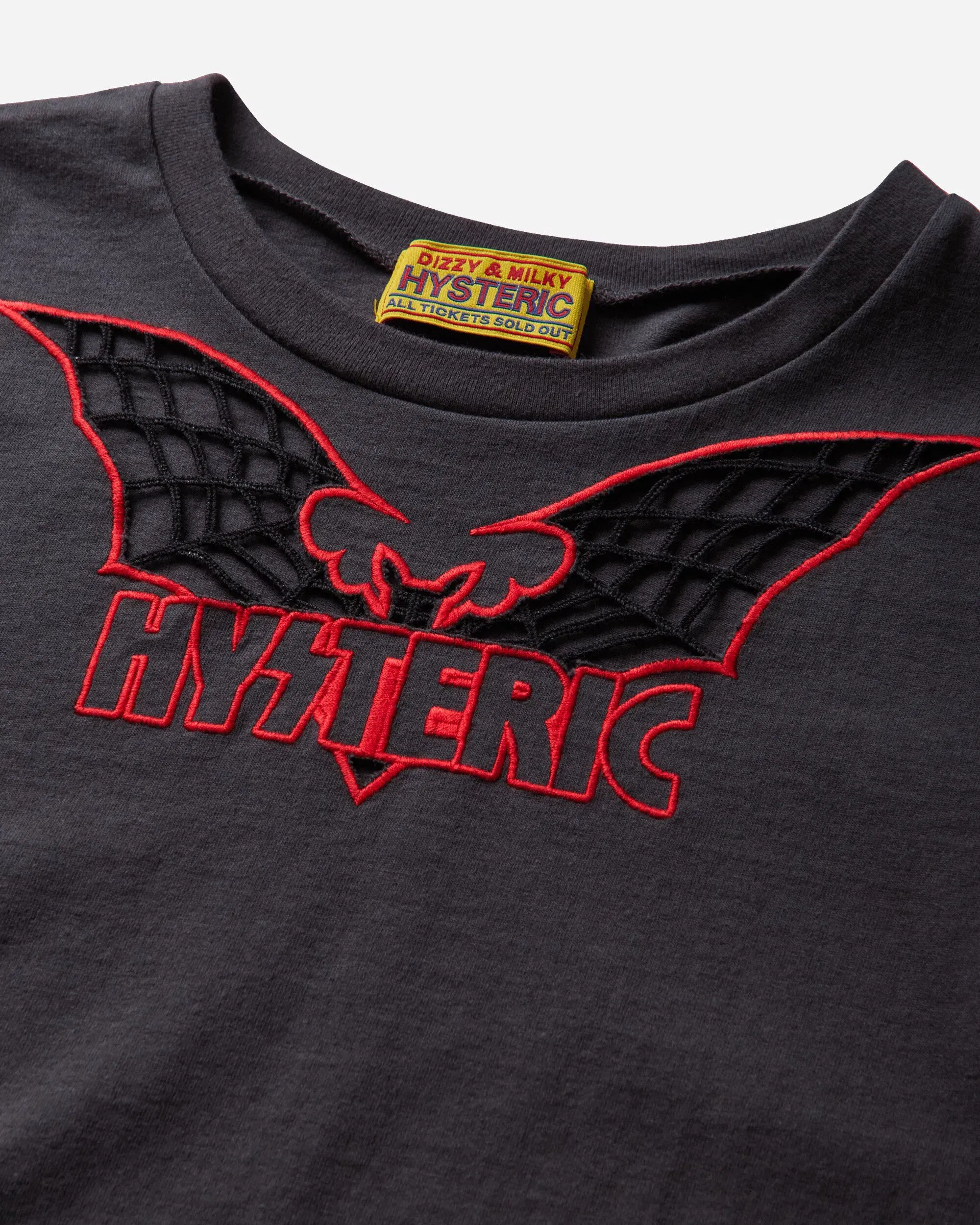 Hysteric Glamour Women's Bat Web Embroidered Baby T-Shirt Black