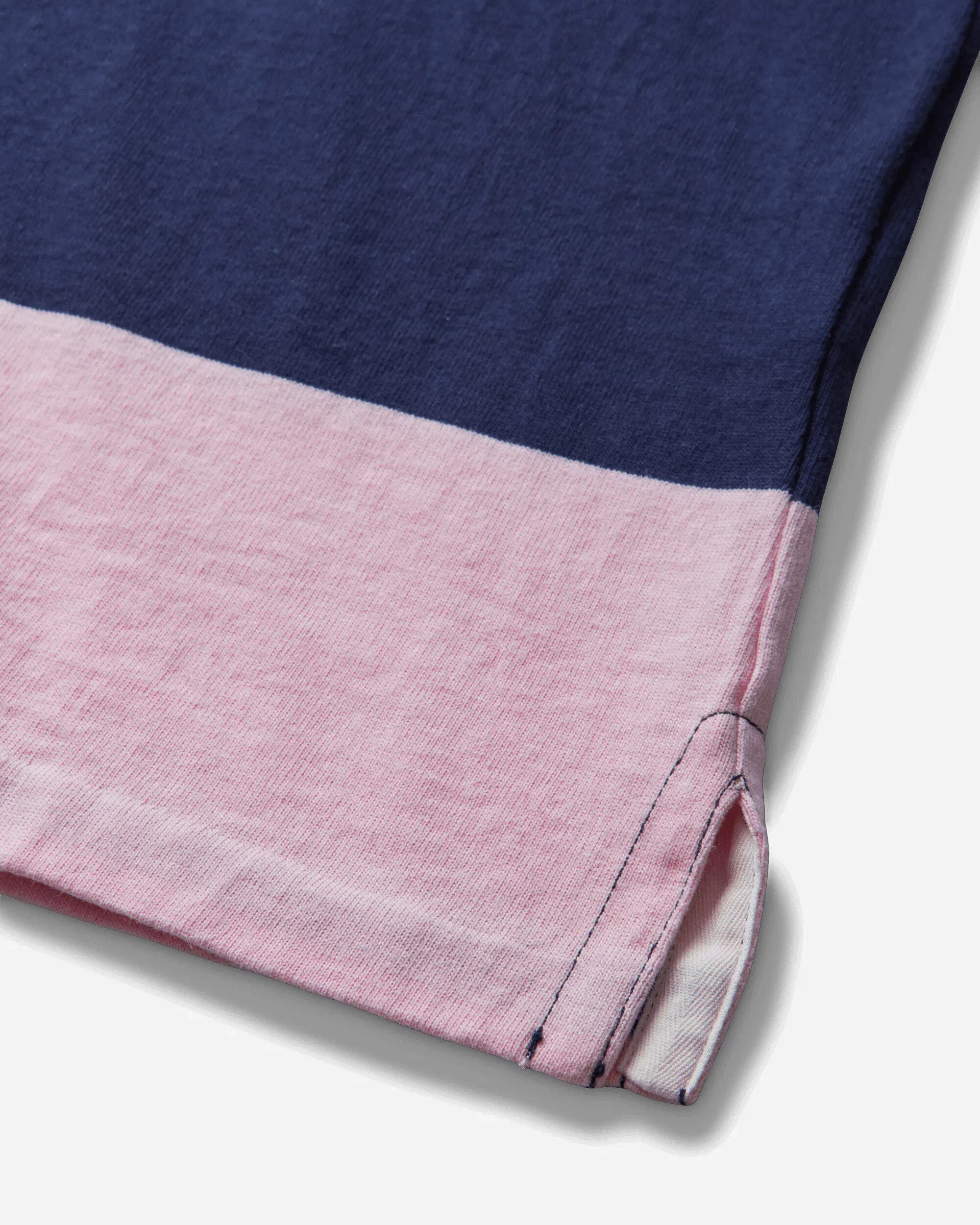 Polo Ralph Lauren Men's Big Fit Striped Jersey Rugby Shirt Newport Navy / Pink
