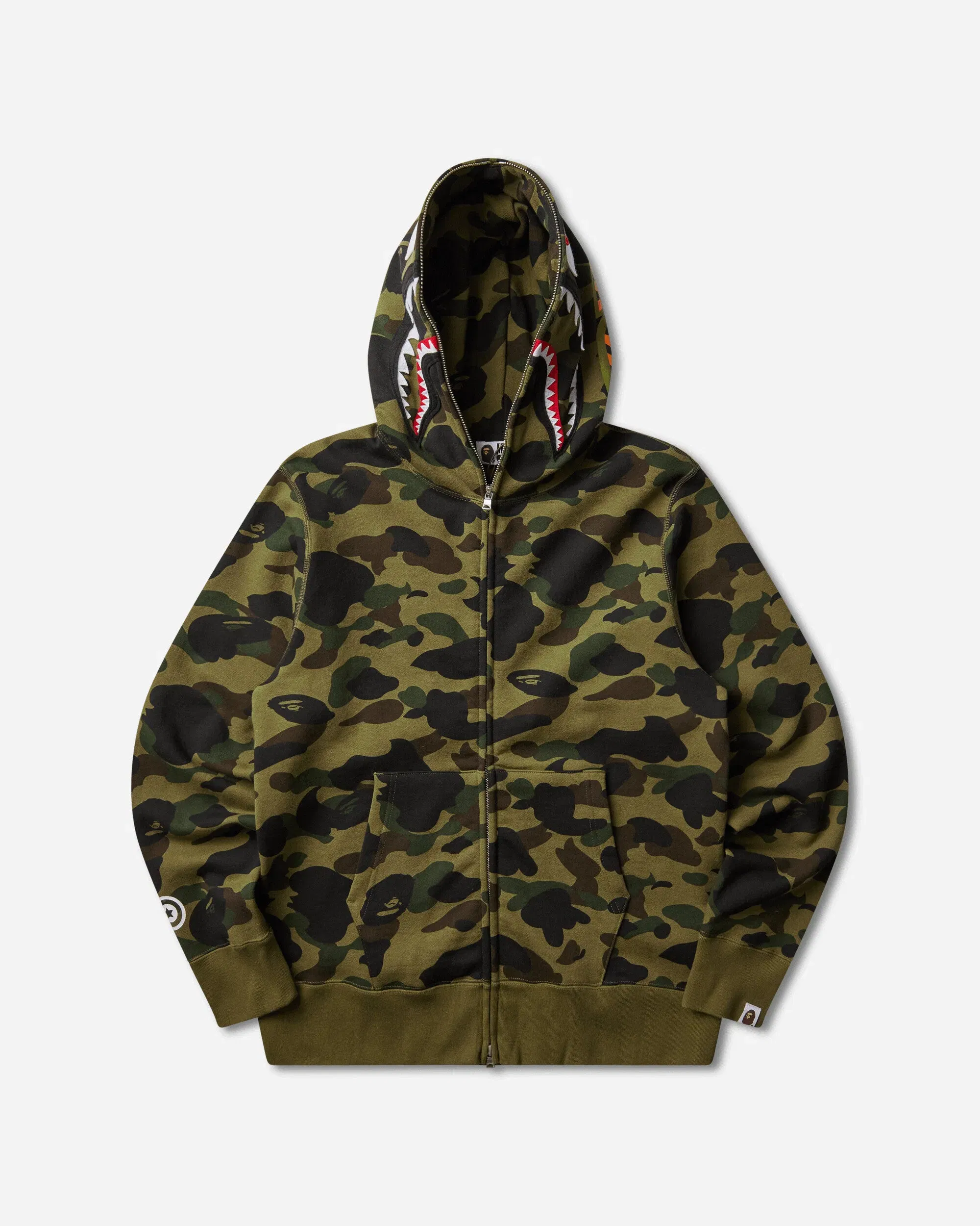 BAPE Men's 1st Camo Shark Full Zip Hoodie Green