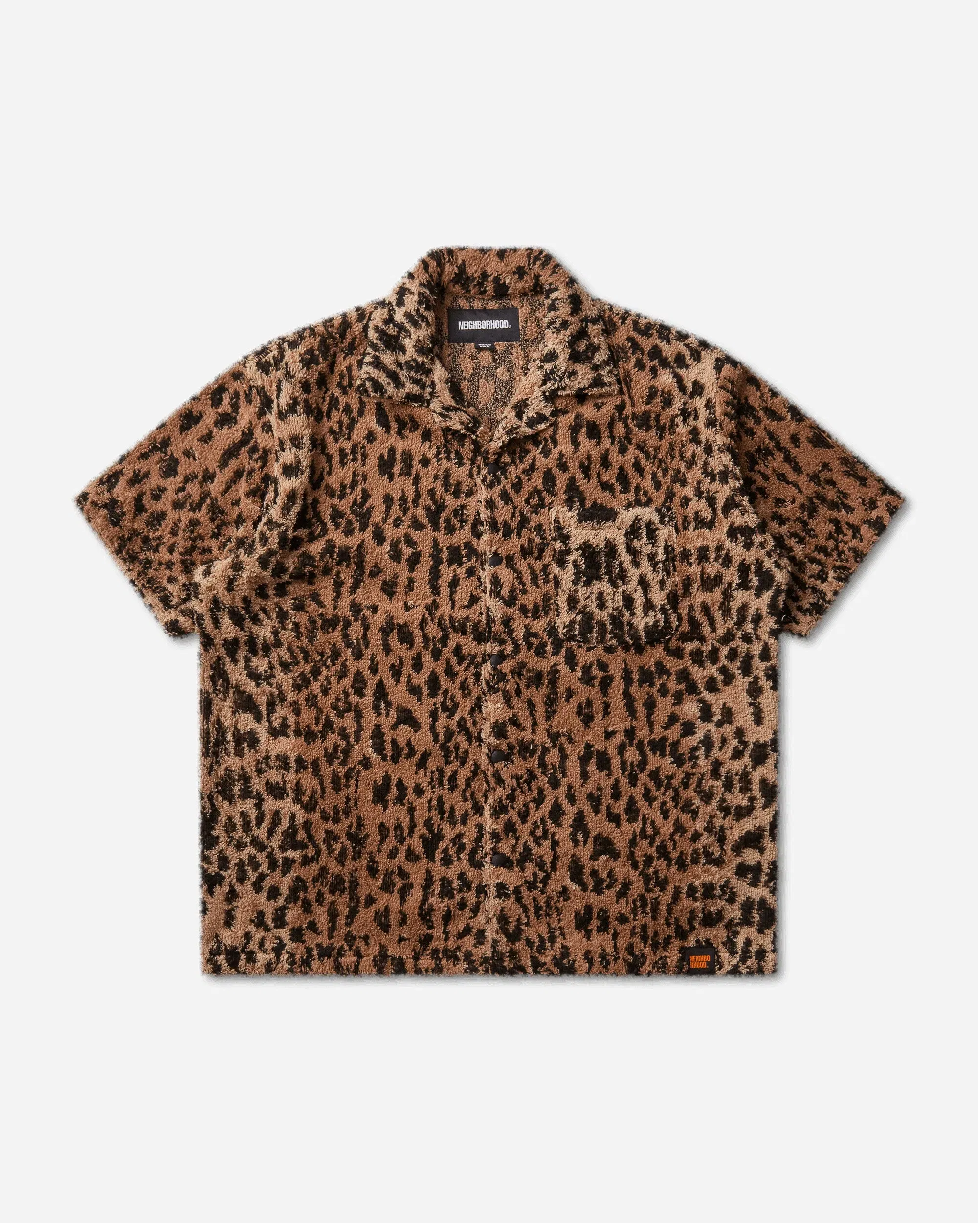Neighborhood Men's Hippopotamus Terry Cloth Shortsleeve Shirt Leopard