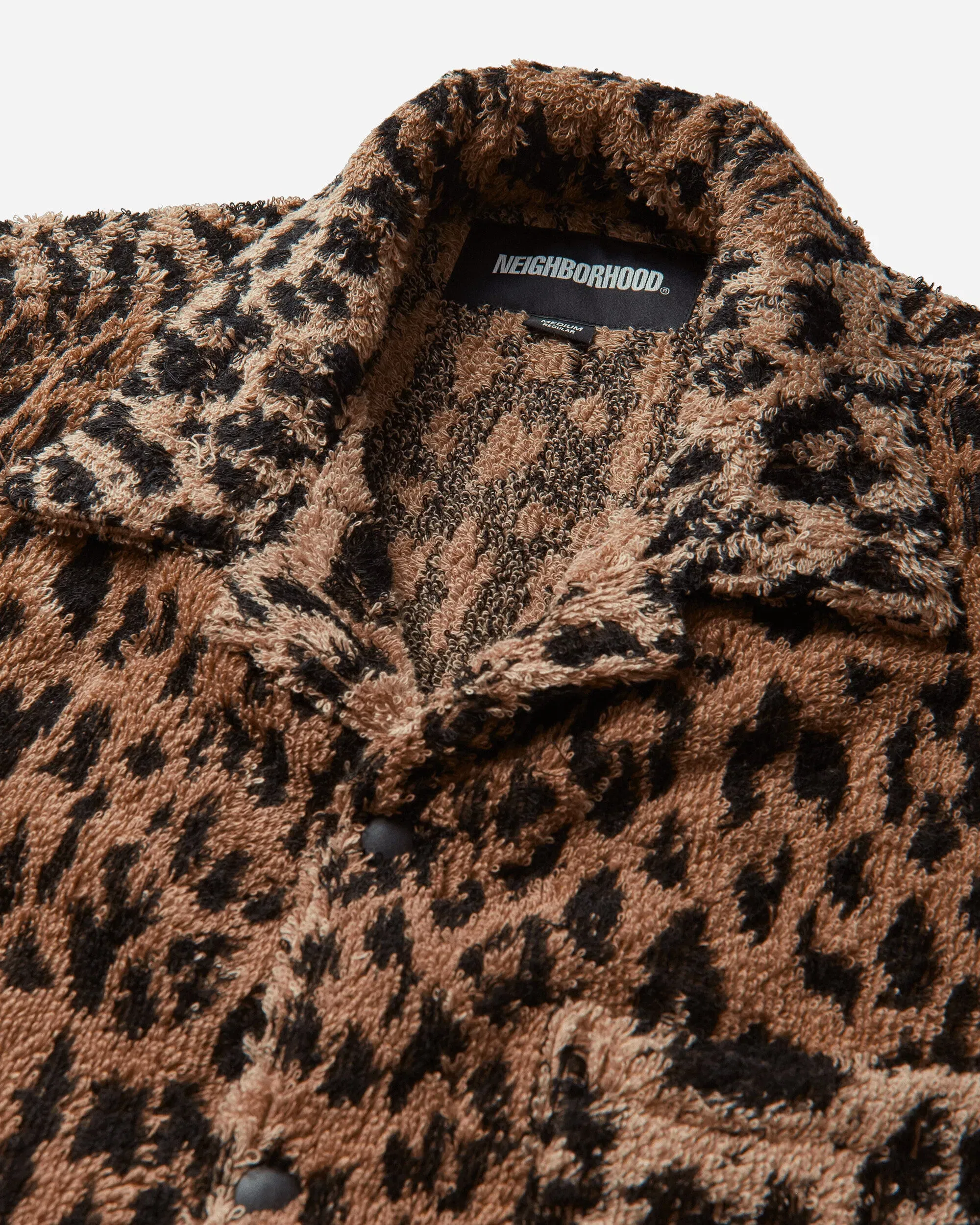Neighborhood Men's Hippopotamus Terry Cloth Shortsleeve Shirt Leopard