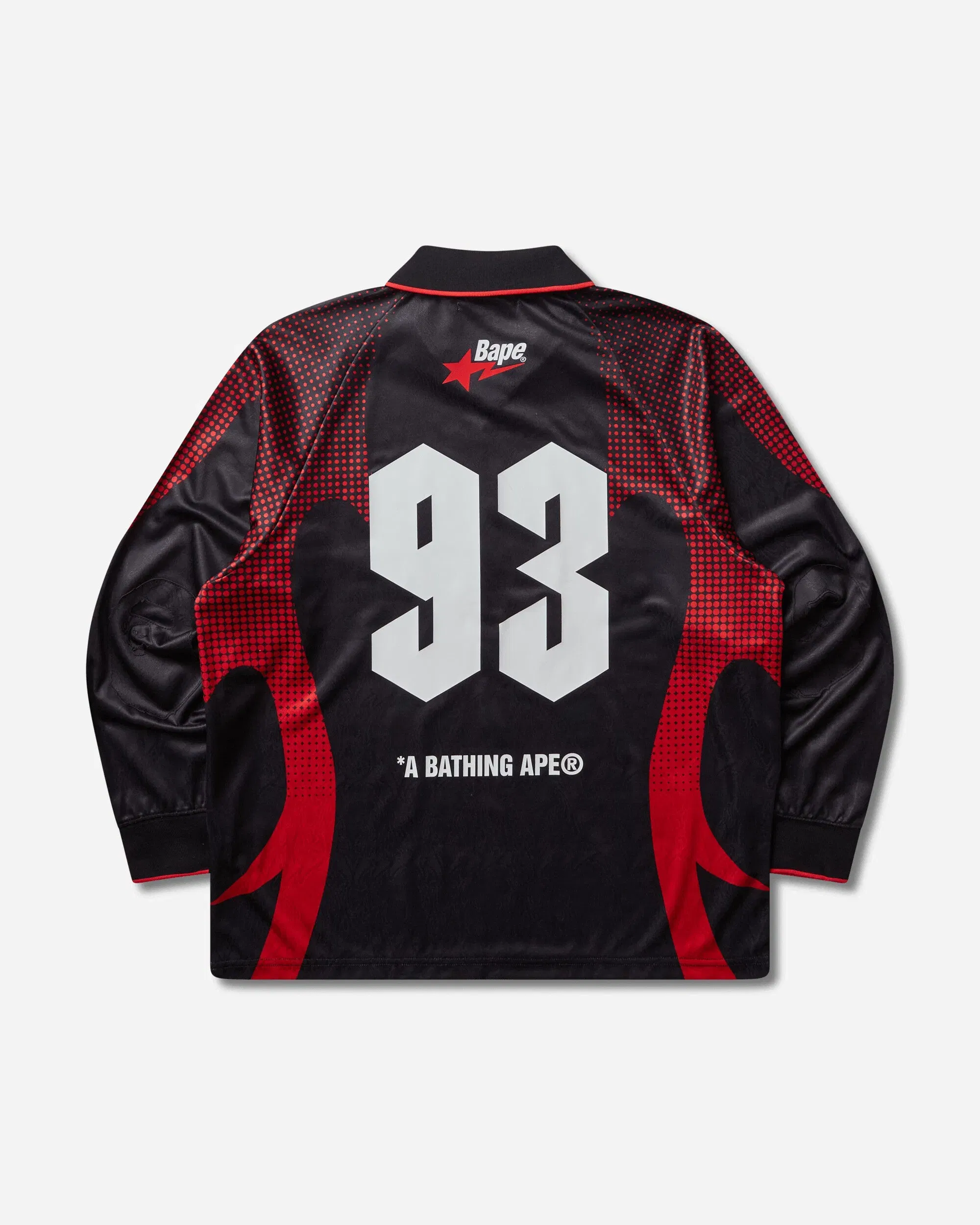 BAPE Men's Ape Flame Monogram Jacquard Logo Relaxed Fit Football Jersey Black