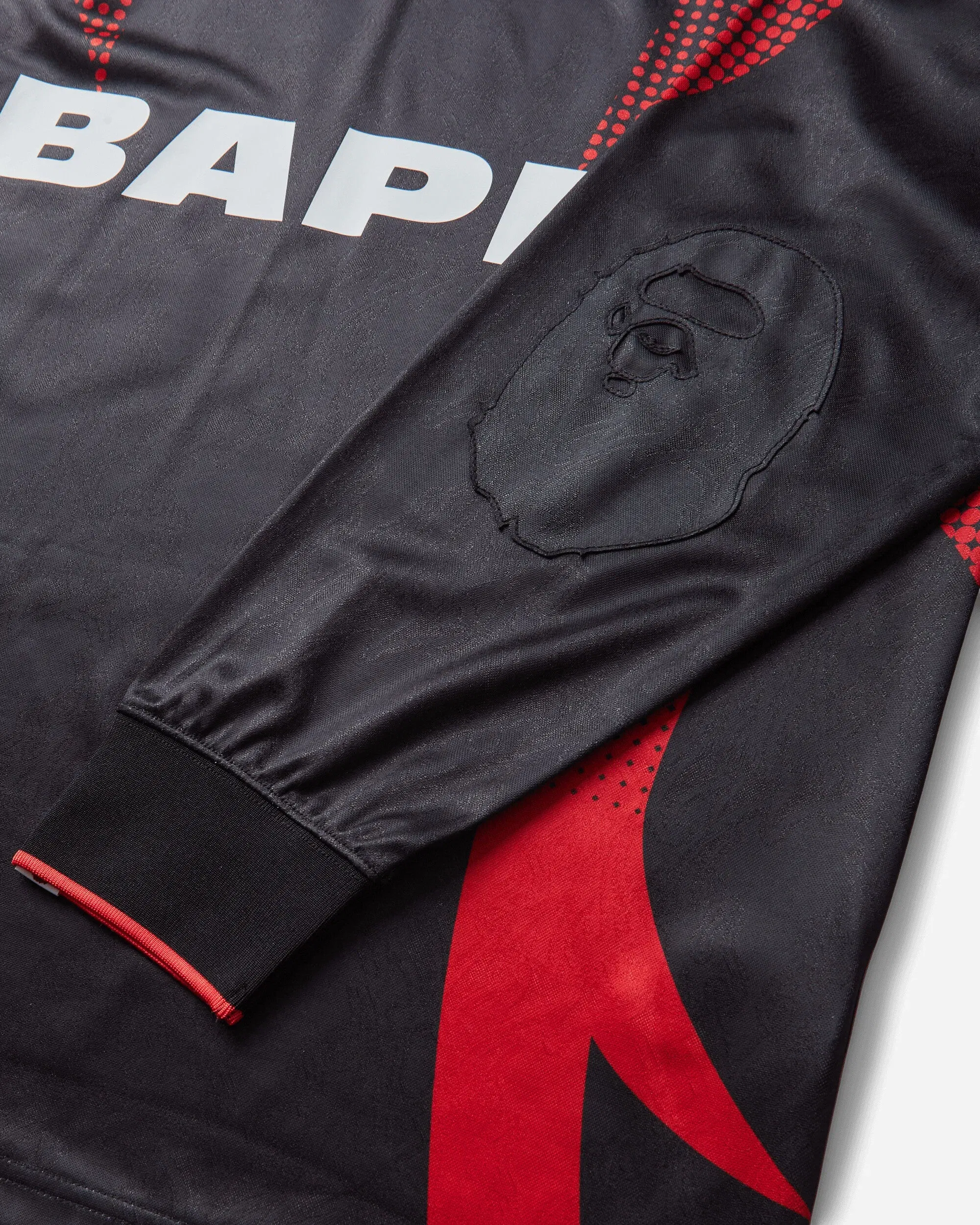 BAPE Men's Ape Flame Monogram Jacquard Logo Relaxed Fit Football Jersey Black