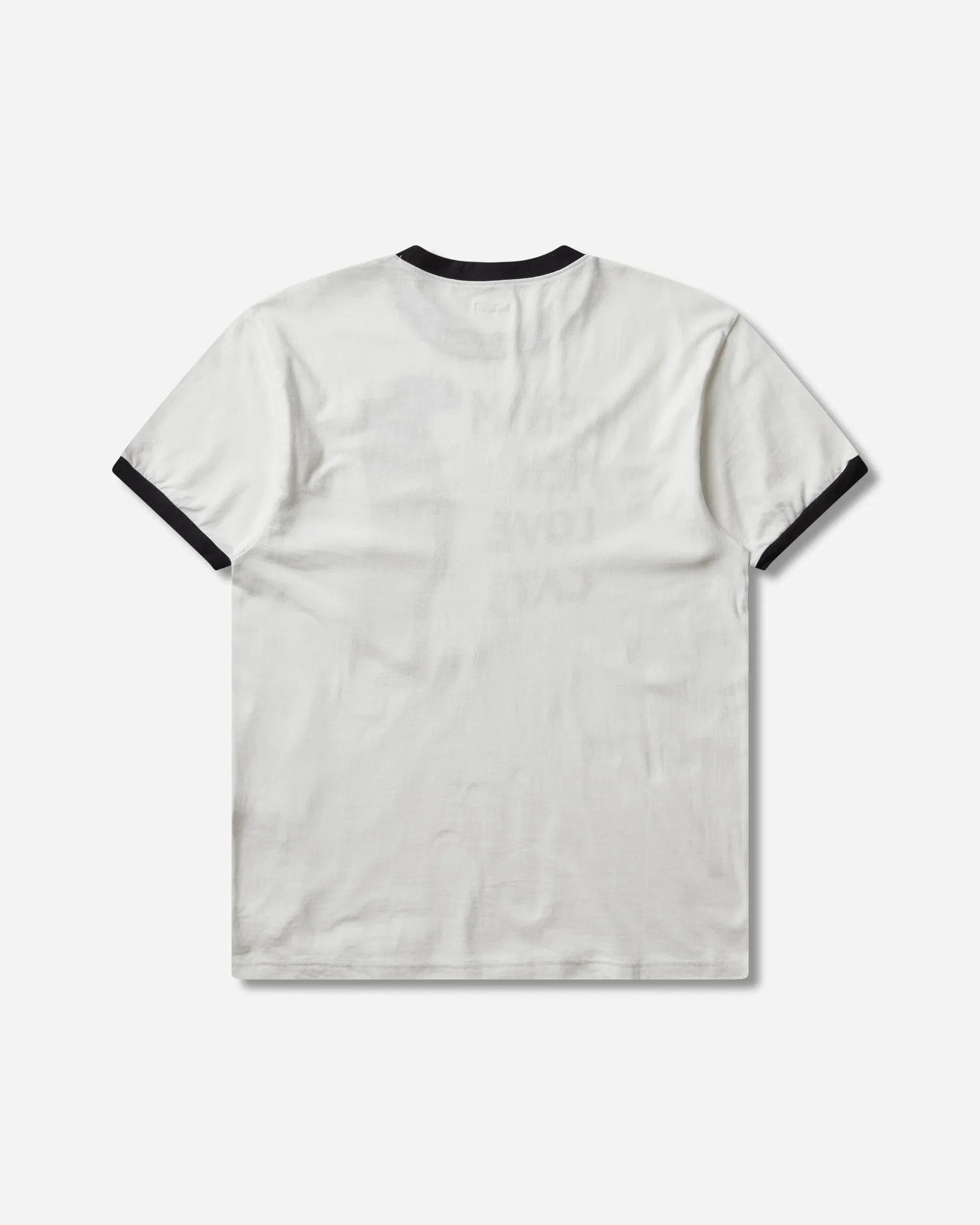 KAPITAL Men's 20/-Jersey Ringer T-Shirt (Denim Men Love Cats Scratch) White