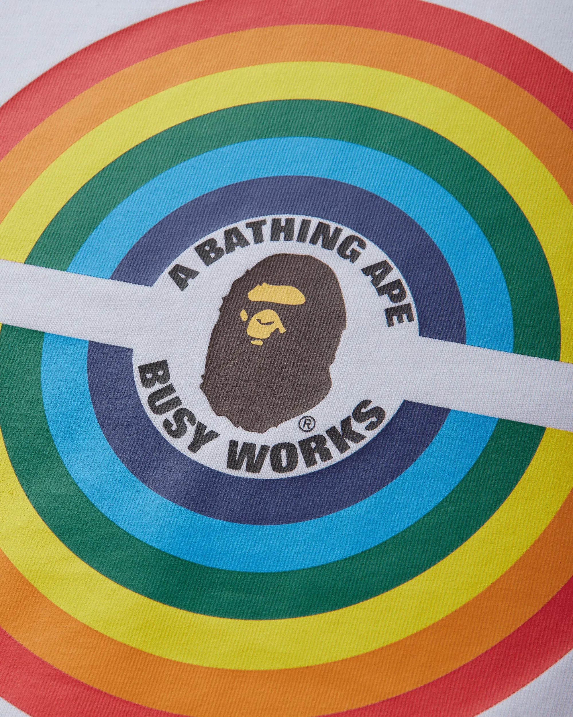 BAPE Men's Rainbow Logo Busy Works T-Shirt White