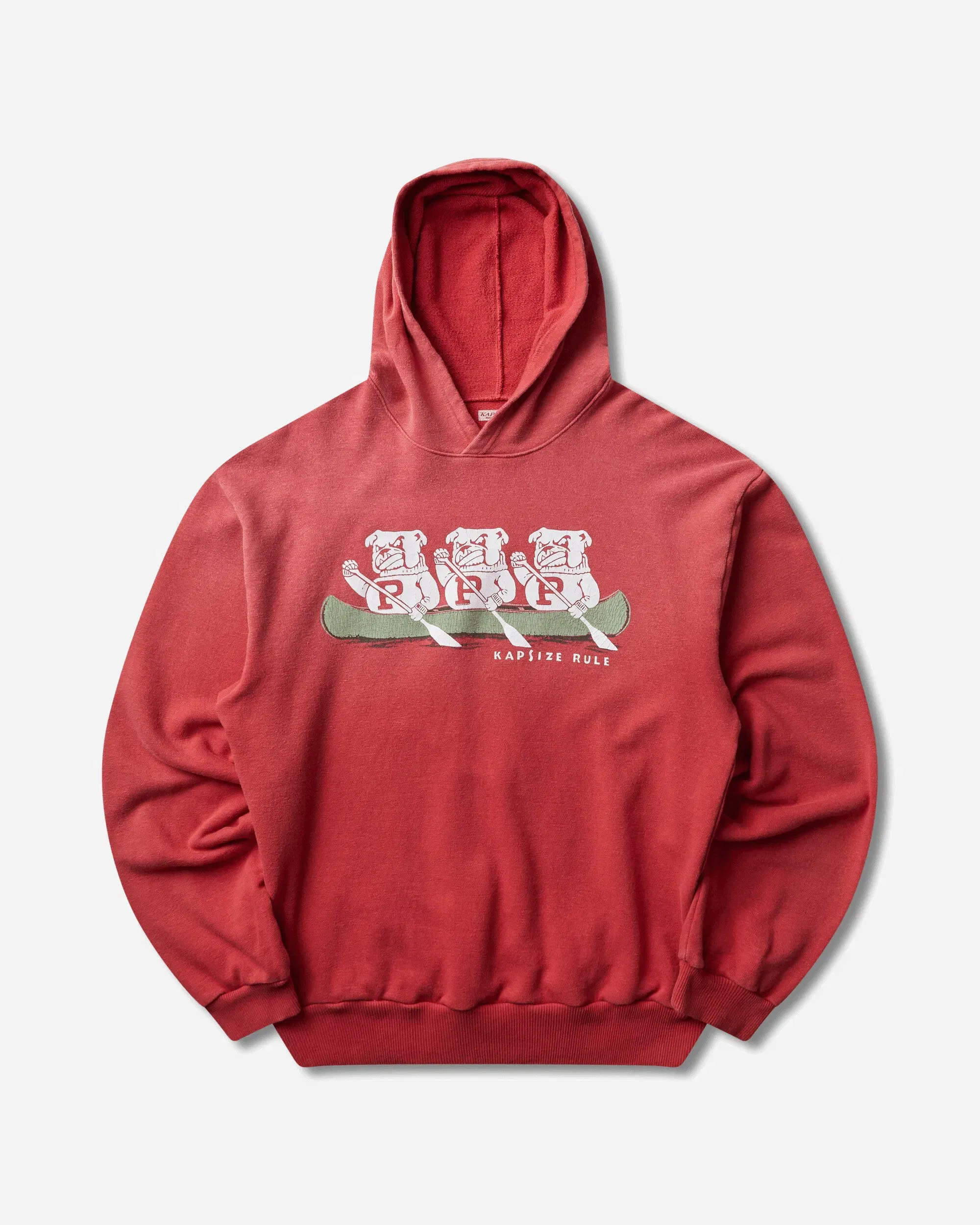 KAPITAL Men's SWT Knit Hoodie ("P" Bulldog) Red