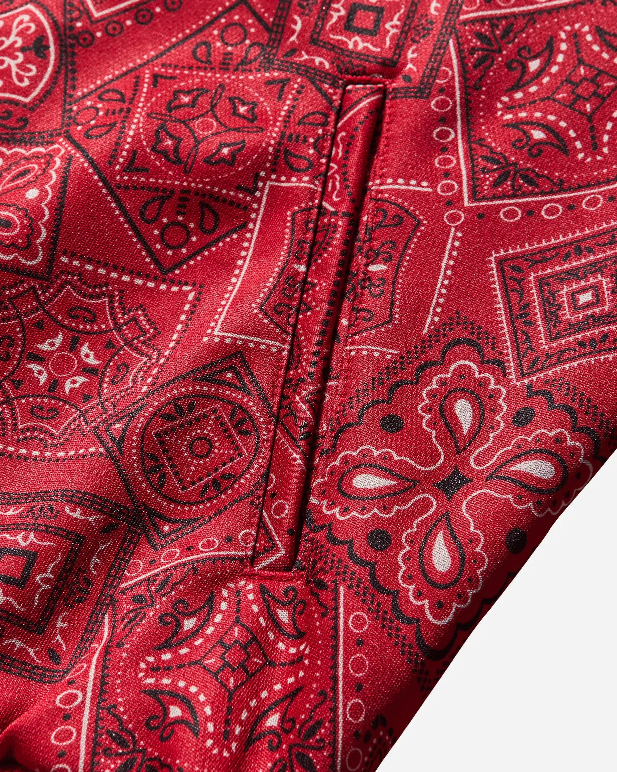 KAPITAL Men's Smooth Jersey Cookie Bandana Track Jacket Red