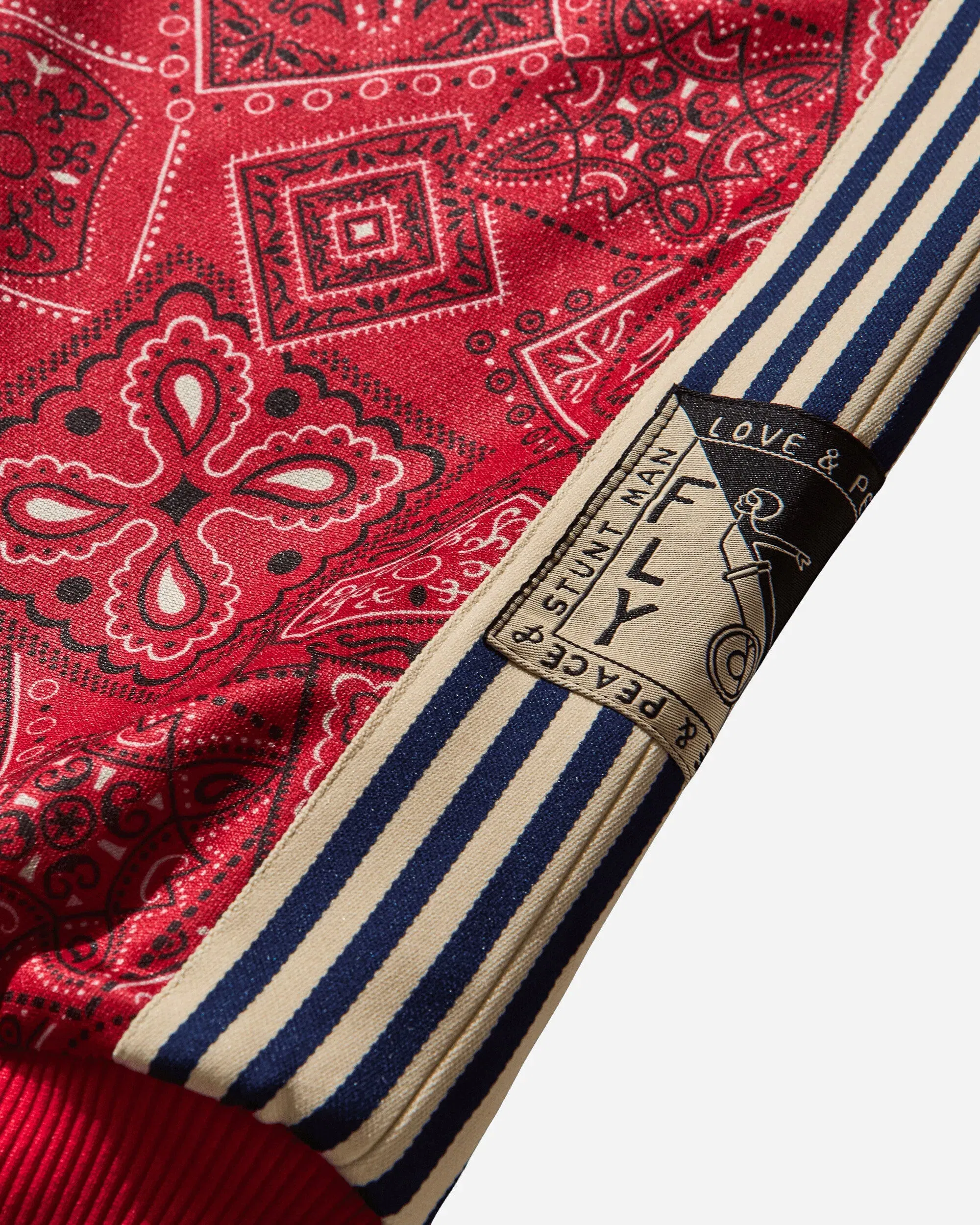 KAPITAL Men's Smooth Jersey Cookie Bandana Track Jacket Red