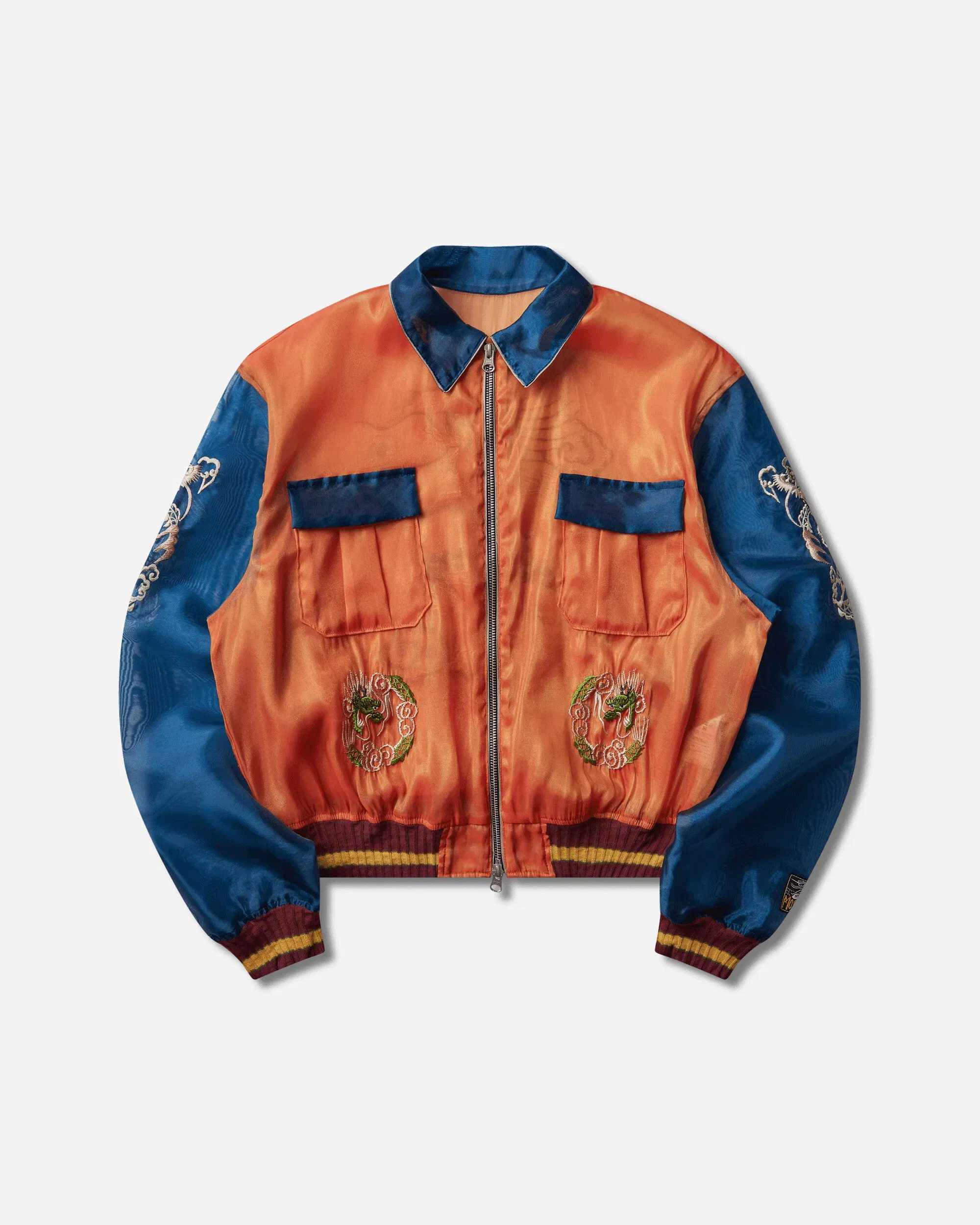 KAPITAL Men's Sheer Pearl Mosquito Guard 2Tones Vietnam Jacket Orange / Blue