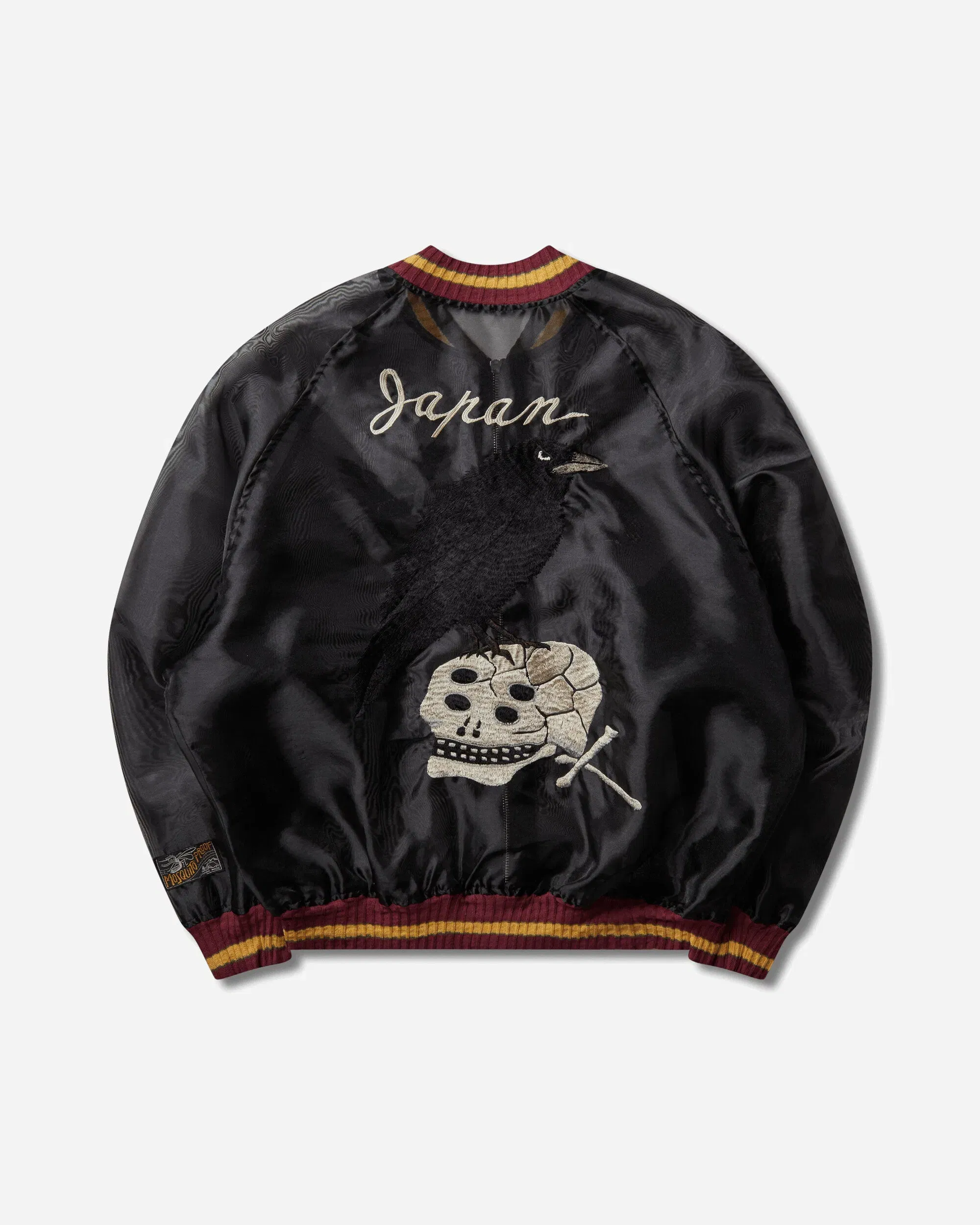 KAPITAL Men's Sheer Pearl Mosquito Guard Souvenir Jacket (Raven & Skull) Black