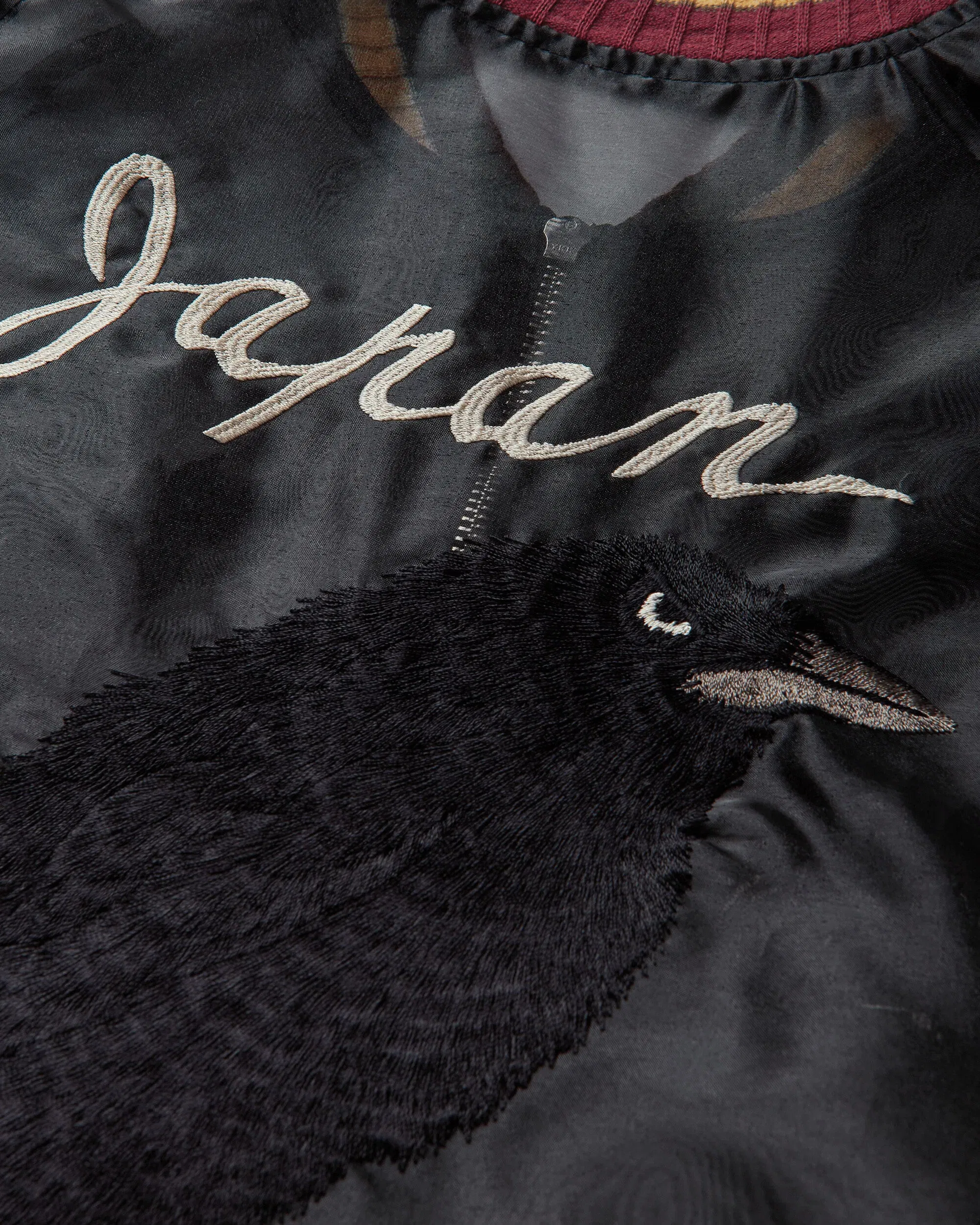 KAPITAL Men's Sheer Pearl Mosquito Guard Souvenir Jacket (Raven & Skull) Black