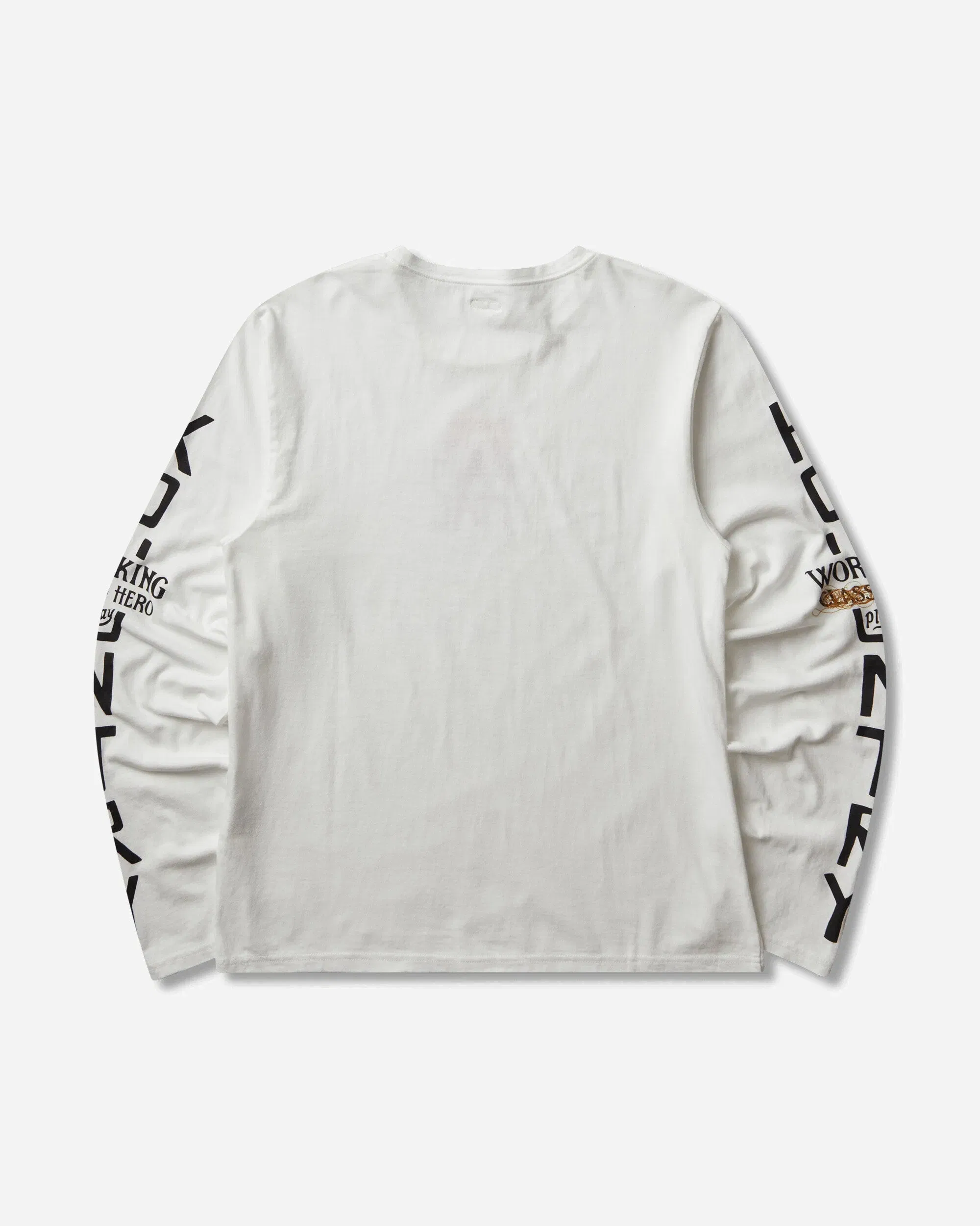 KAPITAL Men's 20/-Jersey Crew Longsleeve T-Shirt (Peckish Kap) White / Pink
