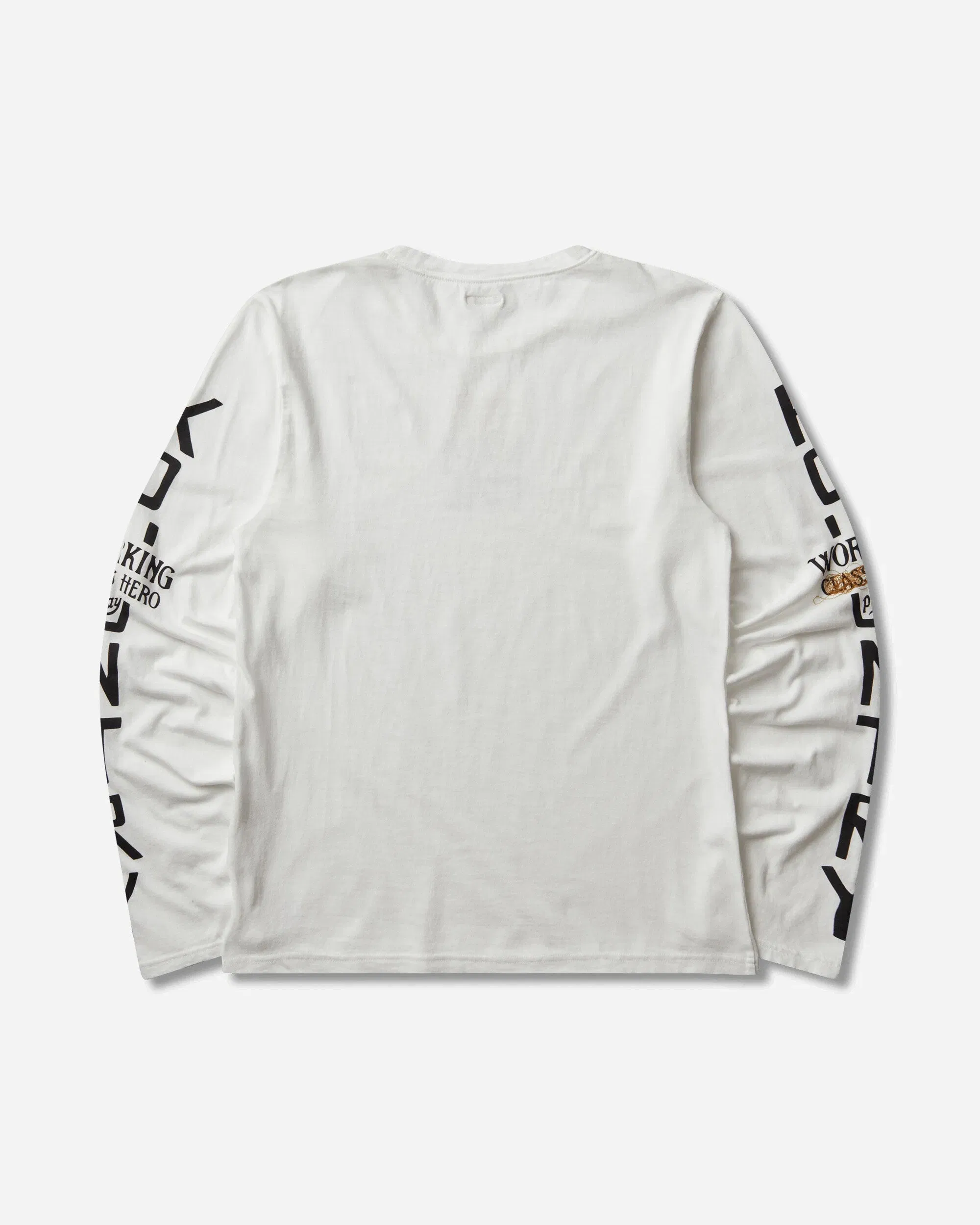 KAPITAL Men's 20/-Jersey Crew Longsleeve T-Shirt (Peckish Kap) White / Yellow