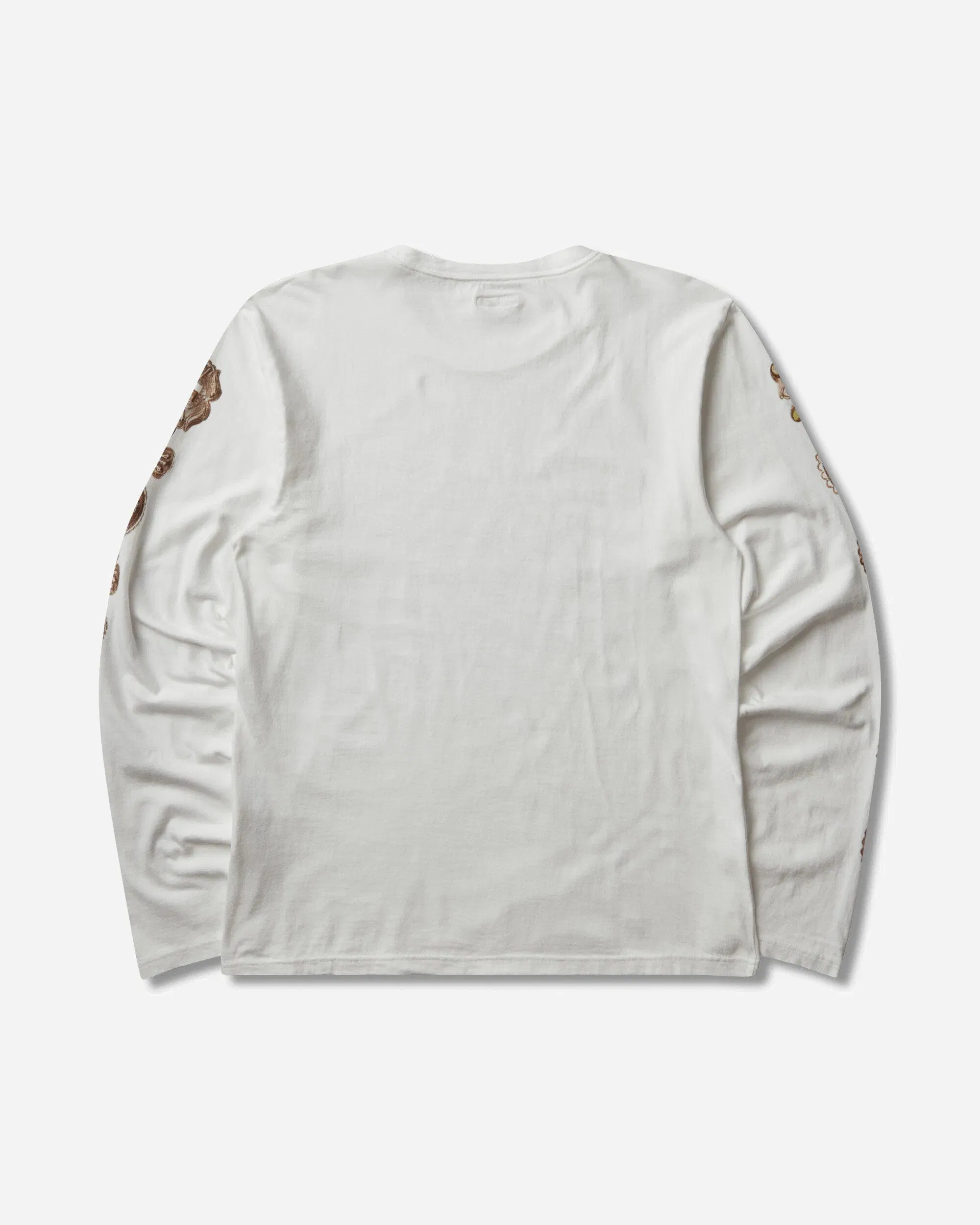 KAPITAL Men's 20/-Jersey Crew Longsleeve T-Shirt (Concho Belt Sleeve) White
