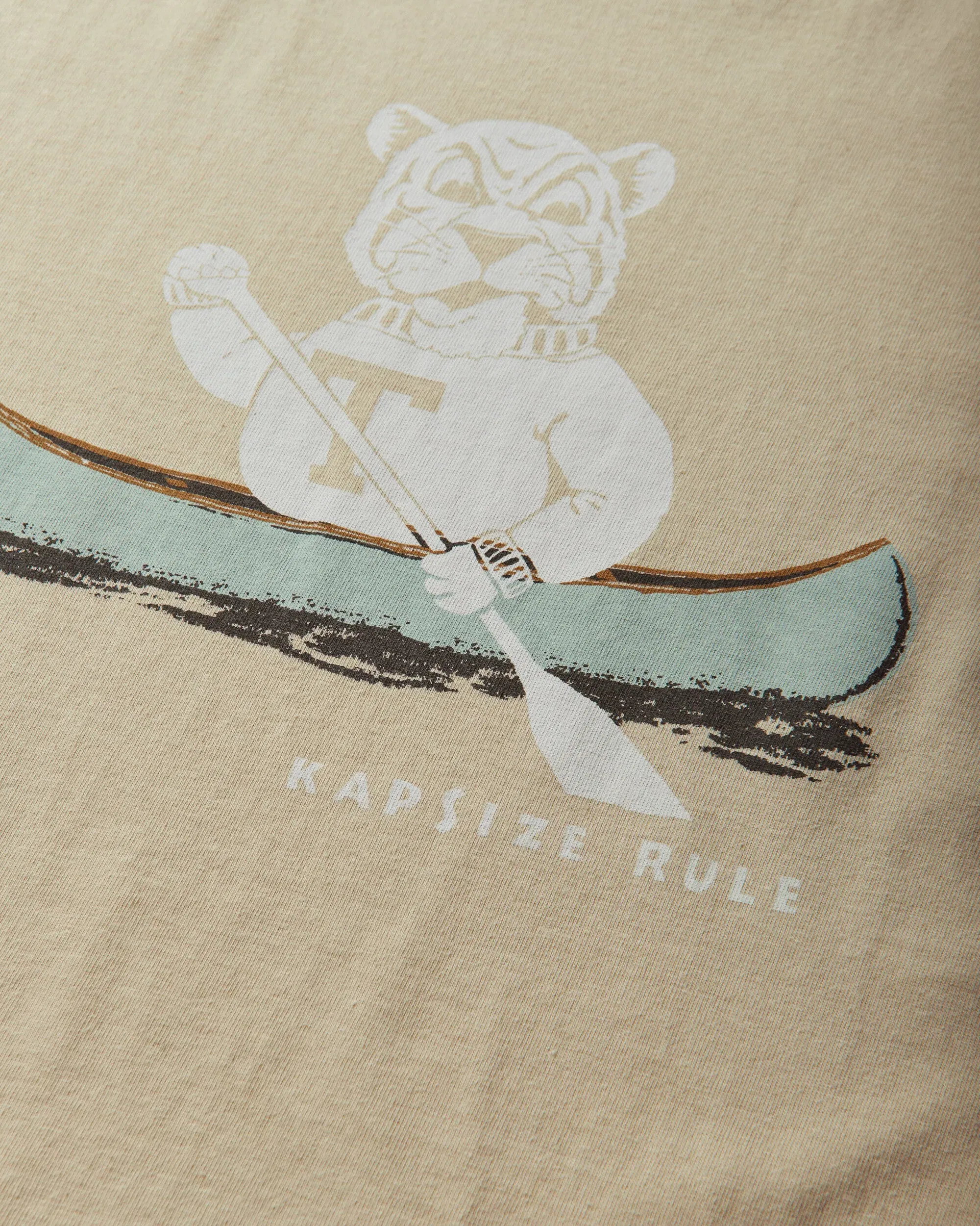 KAPITAL Men's 20/-Jersey Ringer T-Shirt ("T" Tiger) Beige