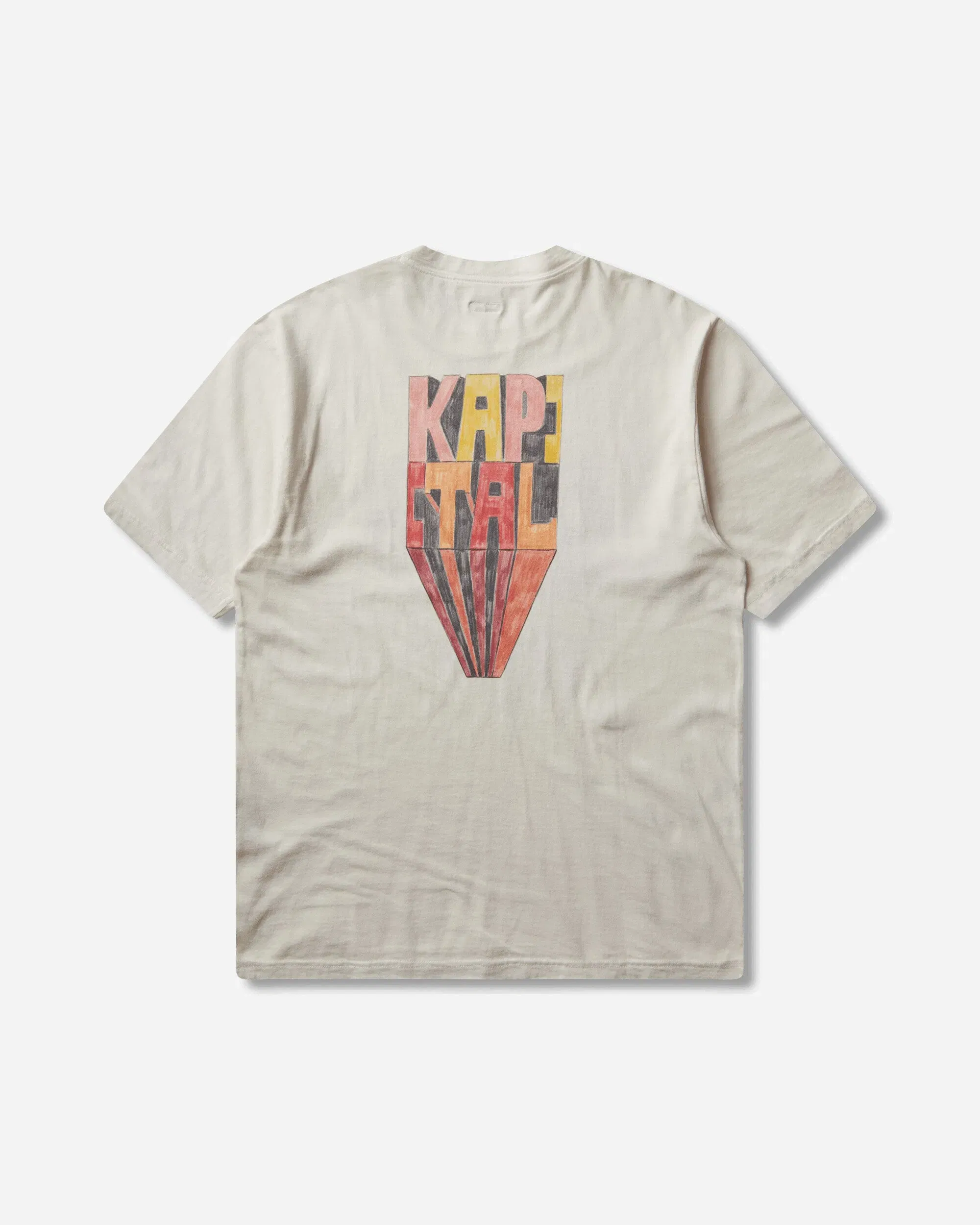 KAPITAL Men's 20/-Jersey Crew T-Shirt (Analog Piano Man) Ecru