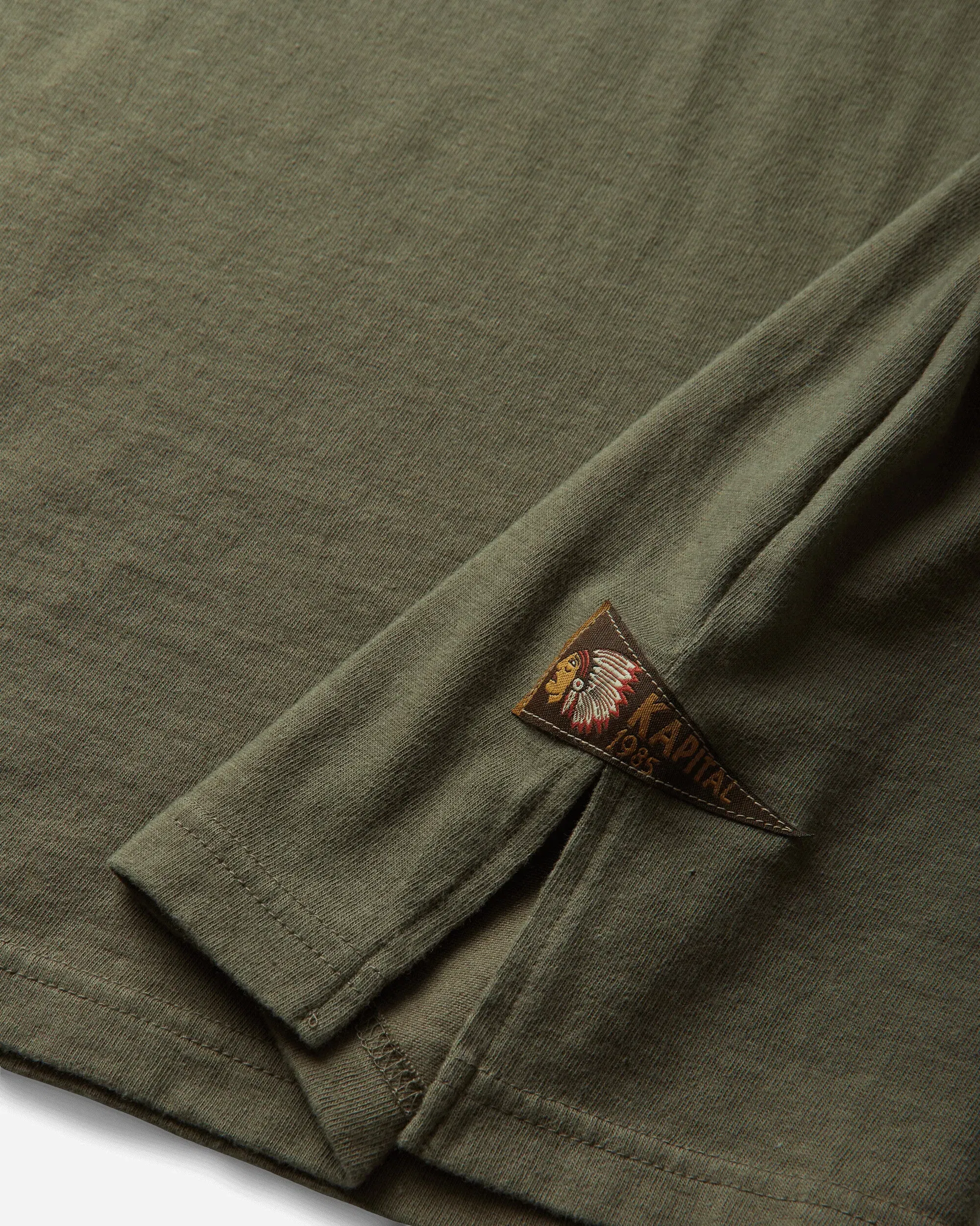 KAPITAL Men's 20/-Jersey Pennant T-Shirt (3Flags) Khaki