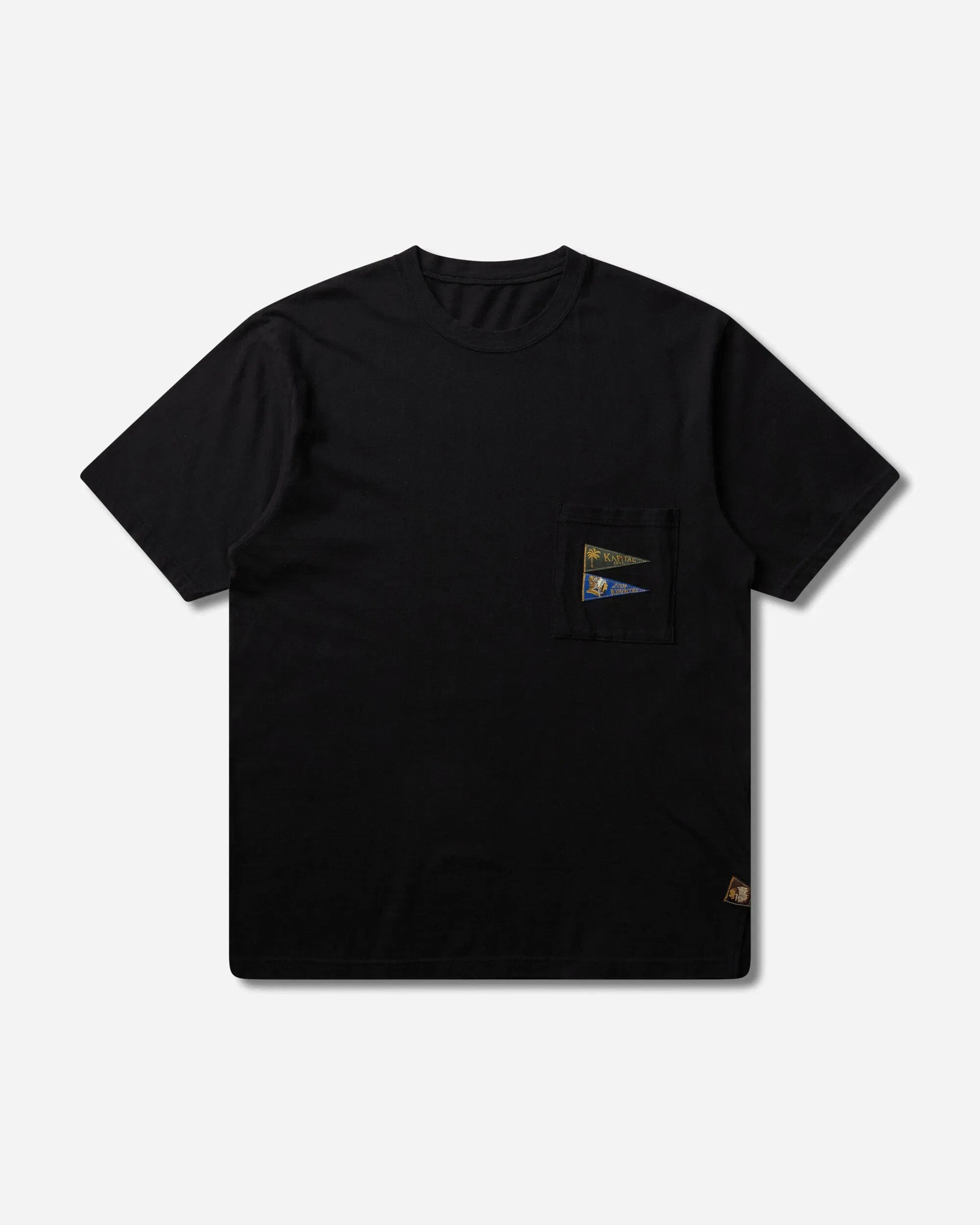 KAPITAL Men's 20/-Jersey Pennant T-Shirt (3Flags) Black
