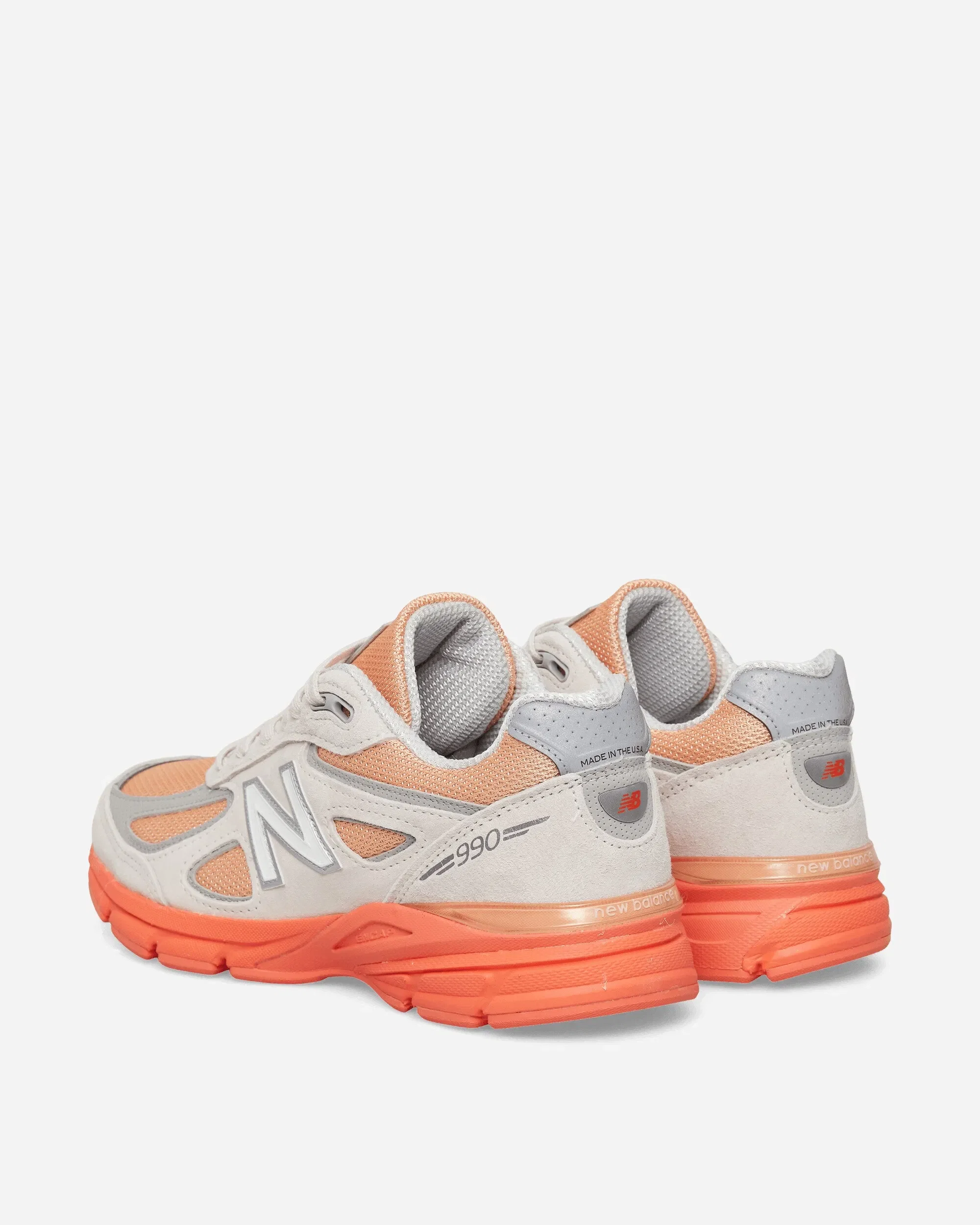 New Balance Made in USA 990v4 Sneakers Moonbeam / Tangerine Heat / Dried Orange