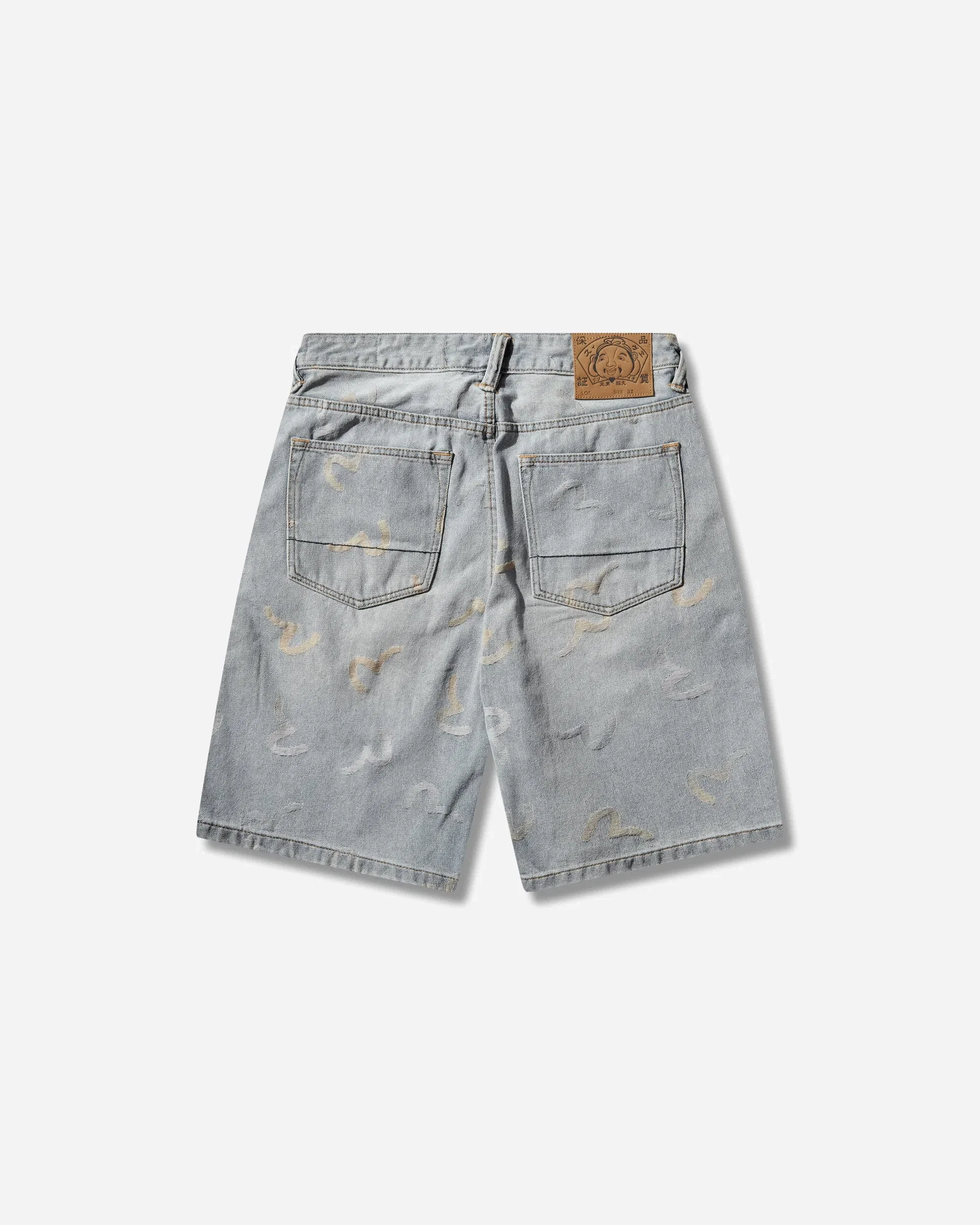 EVISU Men's All-Over Seagull Jacquard Denim Shorts Indigo