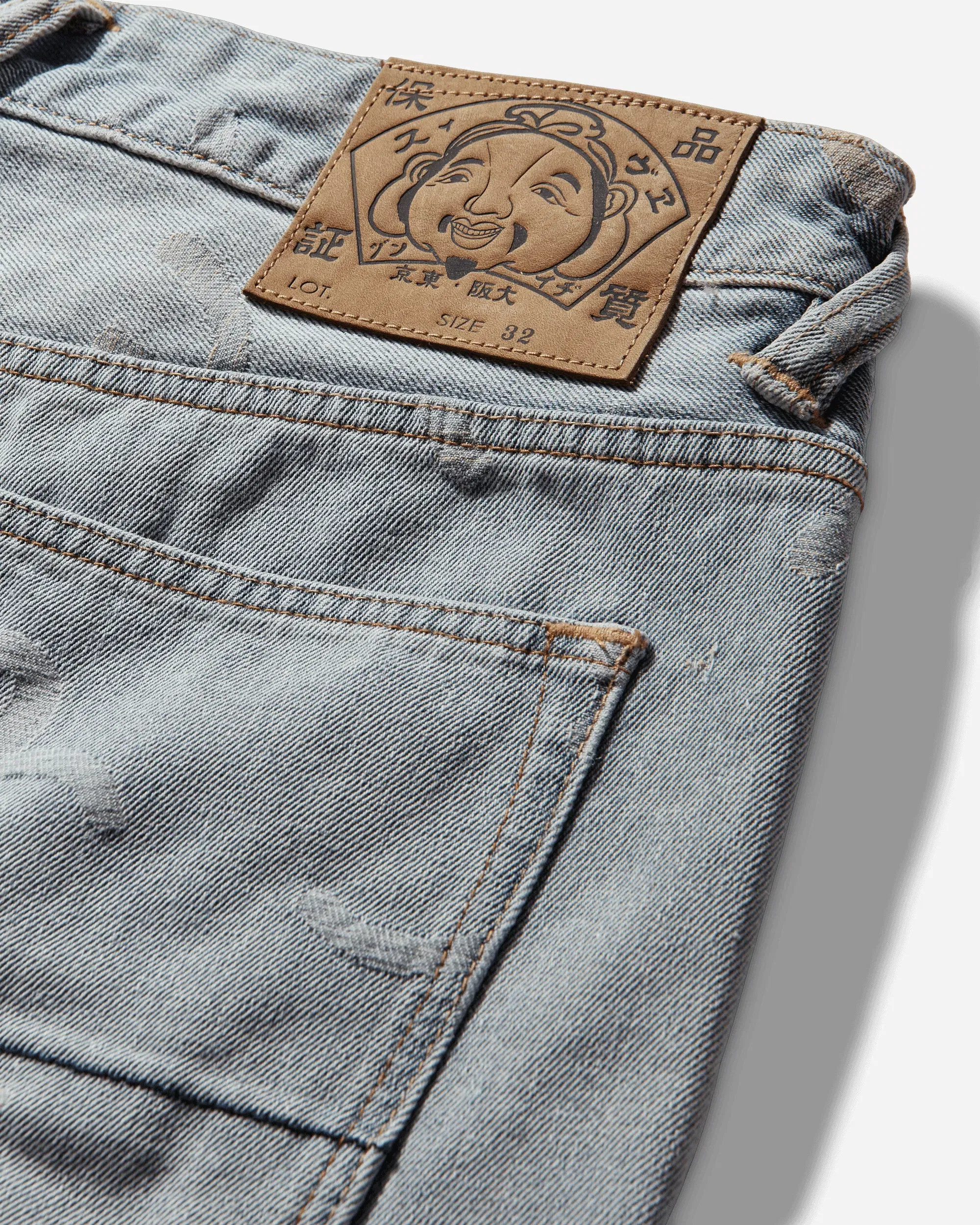 EVISU Men's All-Over Seagull Jacquard Denim Shorts Indigo