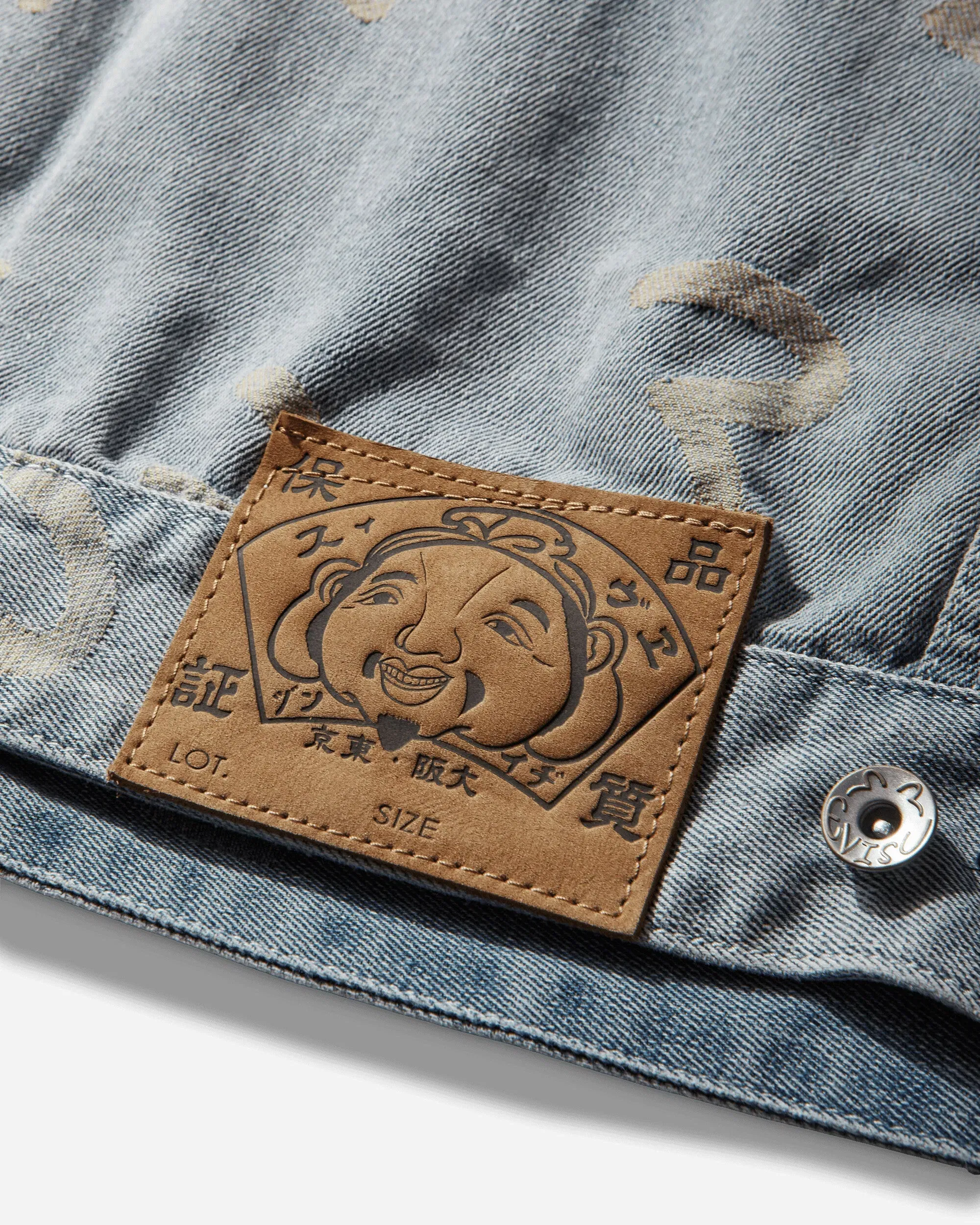 EVISU Men's All-Over Seagull Jacquard Denim Jacket Indigo