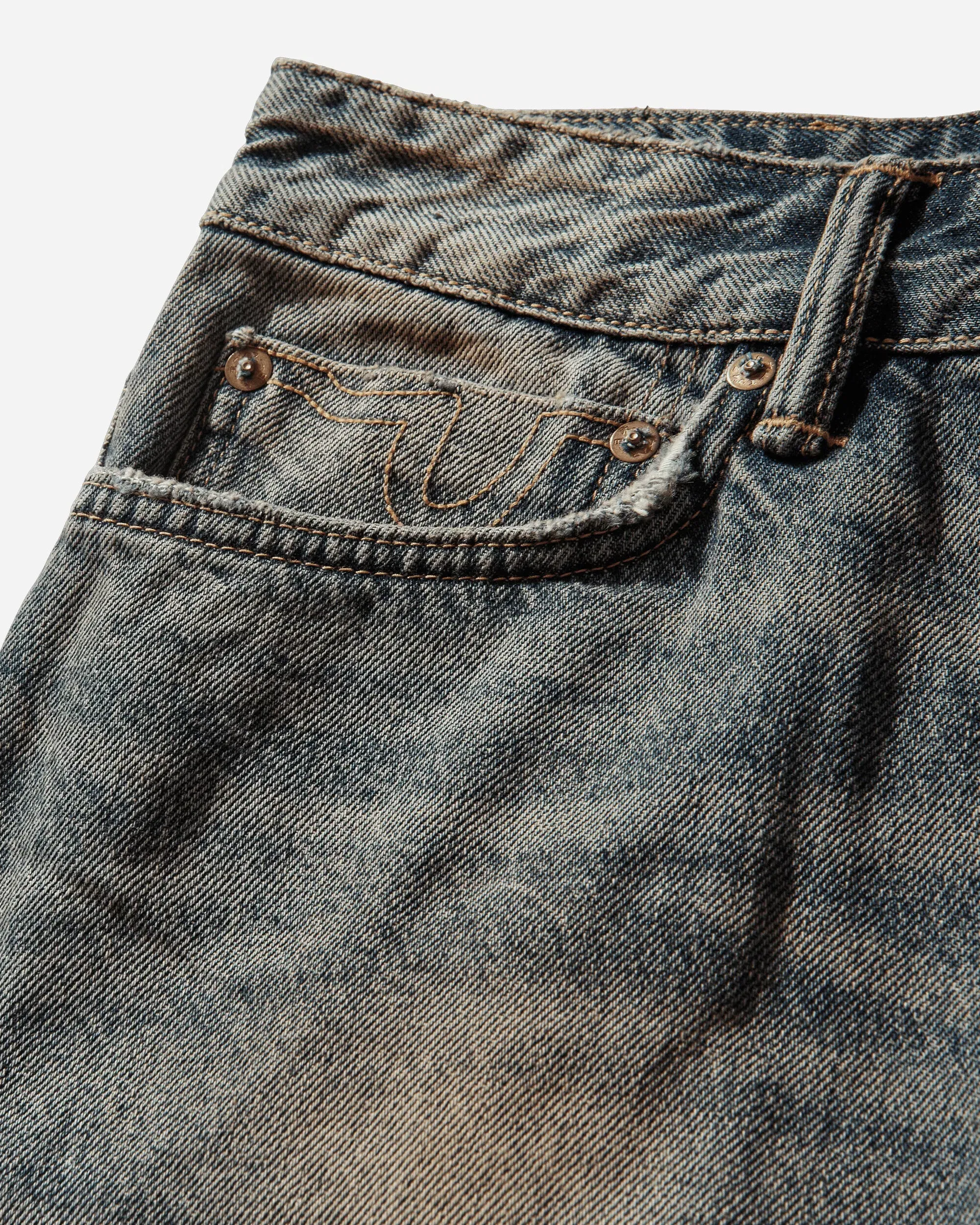 EVISU Men's Multi-Pocket Style Washing Jeans Indigo